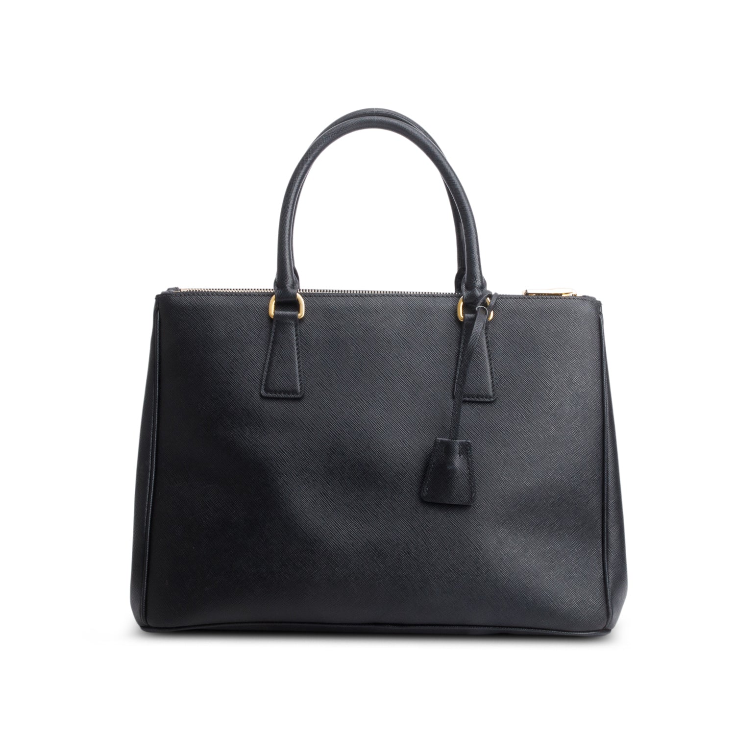 Prada Black Saffiano Lux Medium Galleria Double Zip Front Pocket Tote w/ Authenticity Card & Strap