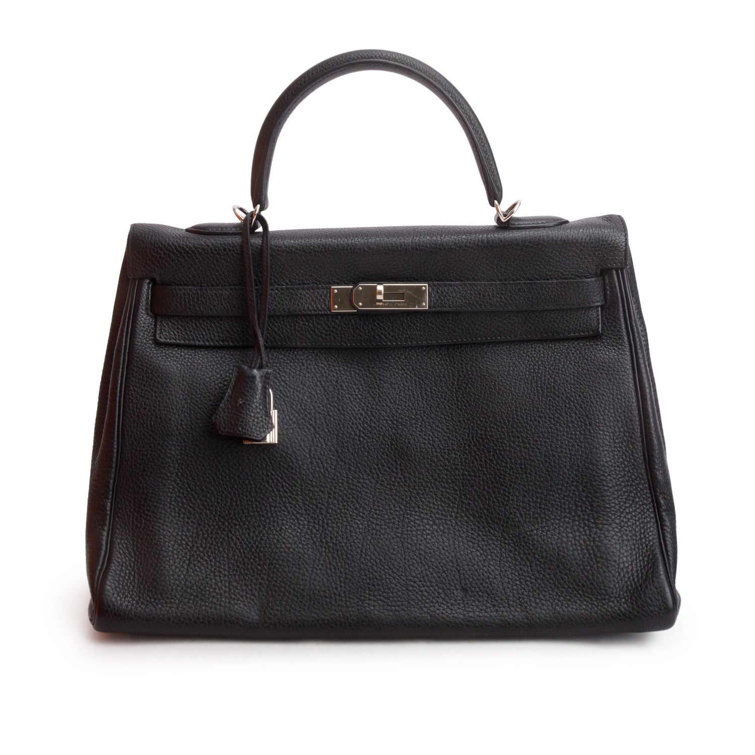 Hermes Noir Togo Kelly Retourne 35 w/ Box & Strap