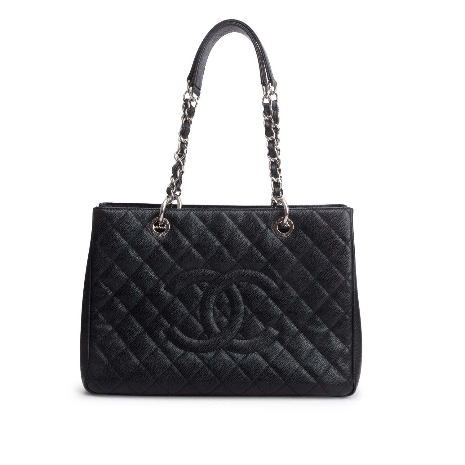 Chanel Black Caviar Quilted Grand Shopping Tote GST w/ Authenticity Card