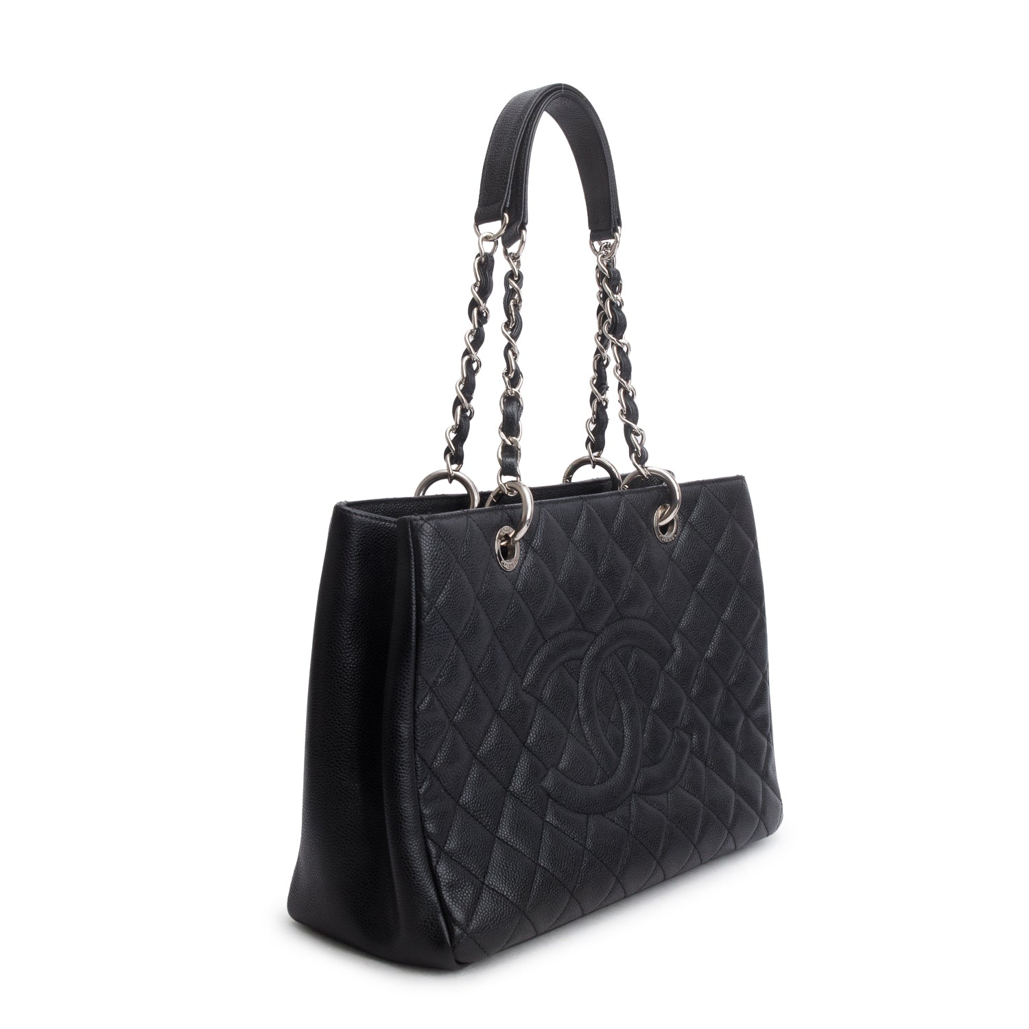 Chanel Black Caviar Quilted Grand Shopping Tote GST w/ Authenticity Card