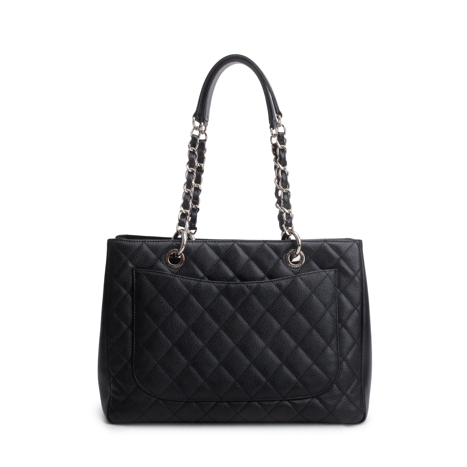 Chanel Black Caviar Quilted Grand Shopping Tote GST w/ Authenticity Card