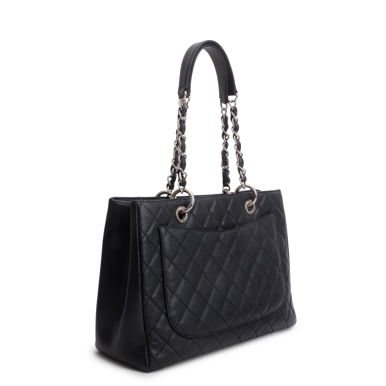 Chanel Black Caviar Quilted Grand Shopping Tote GST w/ Authenticity Card