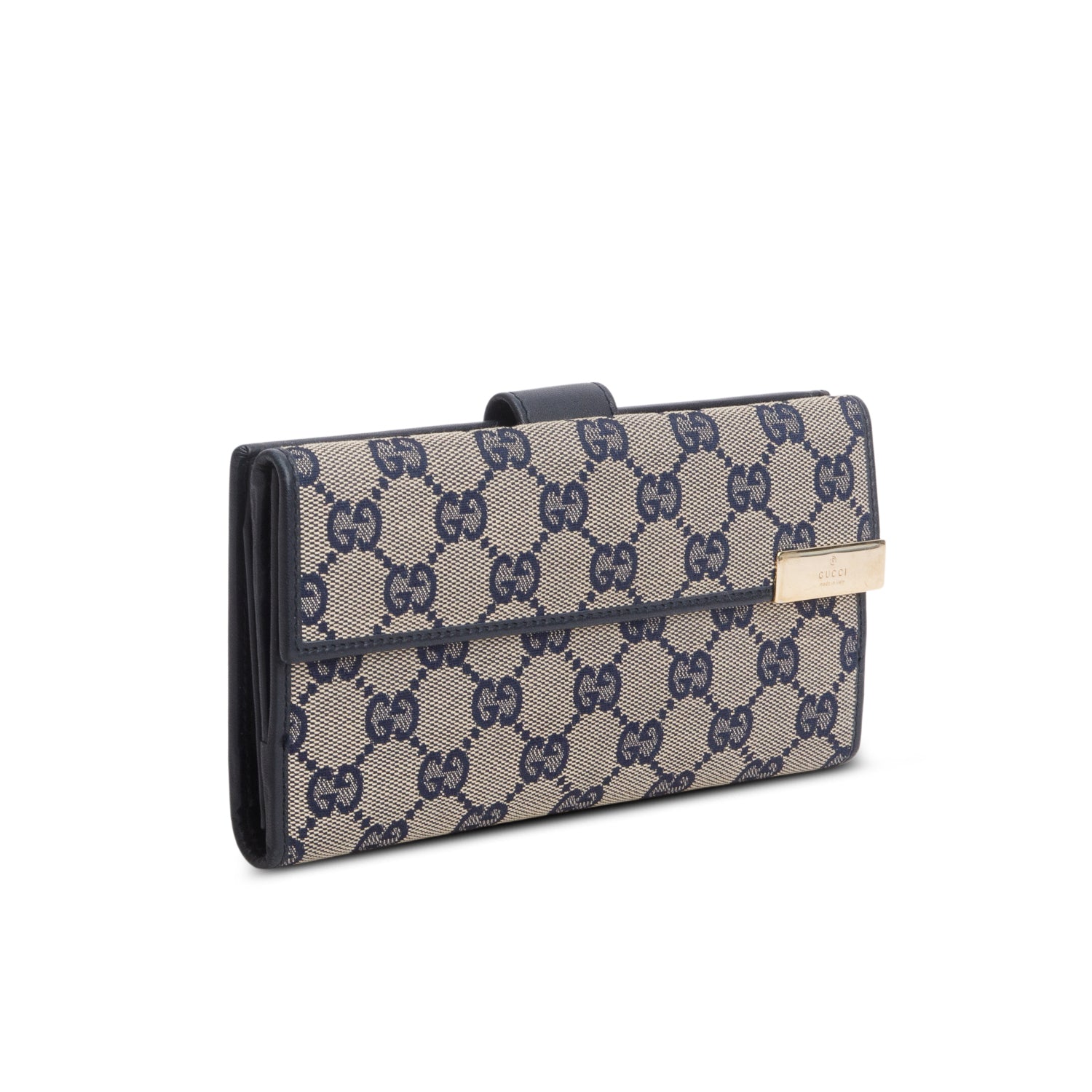 Gucci Navy Monogram Continental Wallet
