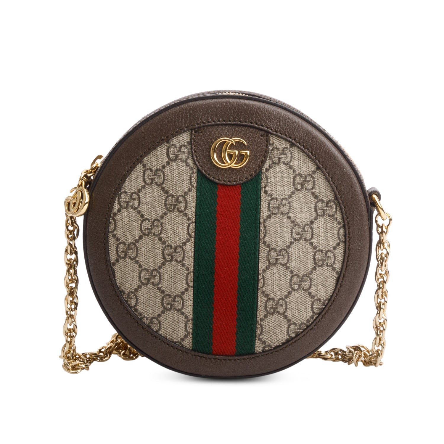 Gucci GG Supreme Monogram Web Mini Ophidia Round Shoulder Bag w/ Box