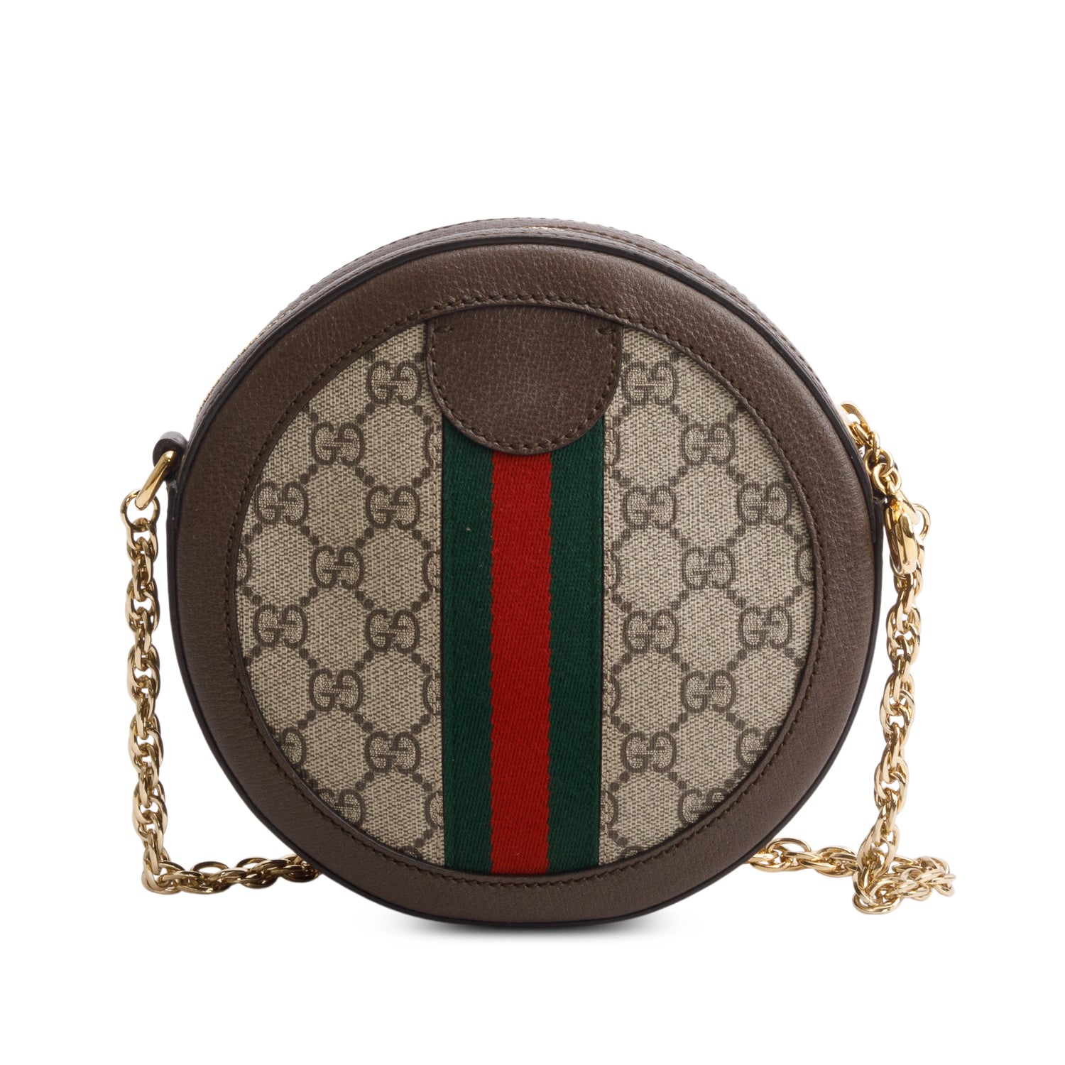 Gucci GG Supreme Monogram Web Mini Ophidia Round Shoulder Bag w/ Box