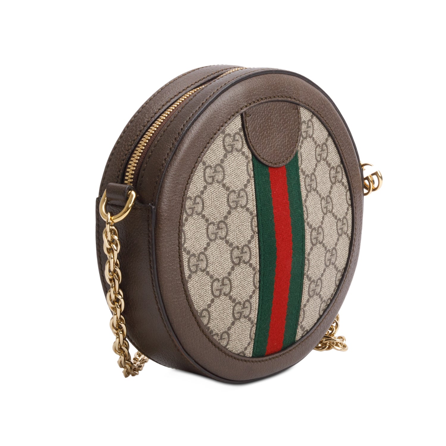 Gucci GG Supreme Monogram Web Mini Ophidia Round Shoulder Bag w/ Box