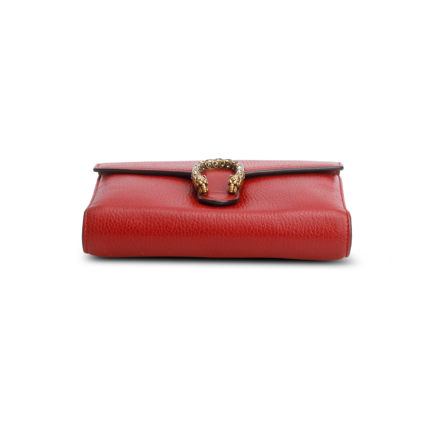 Gucci Red Calfskin Crystals Mini Dionysus Chain Wallet