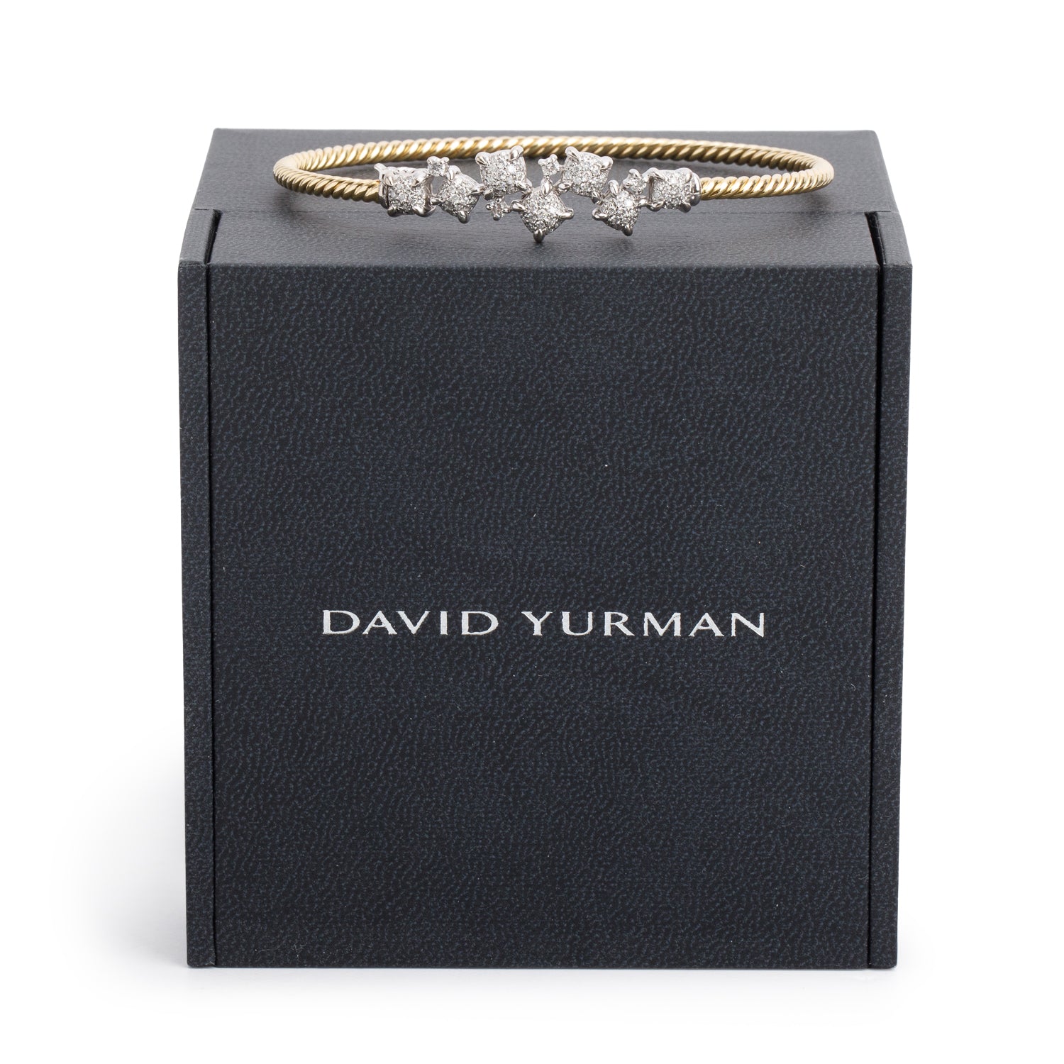 David Yurman 18k Yellow Gold Diamond 2.6 MM Cable Bracelet w/ Box