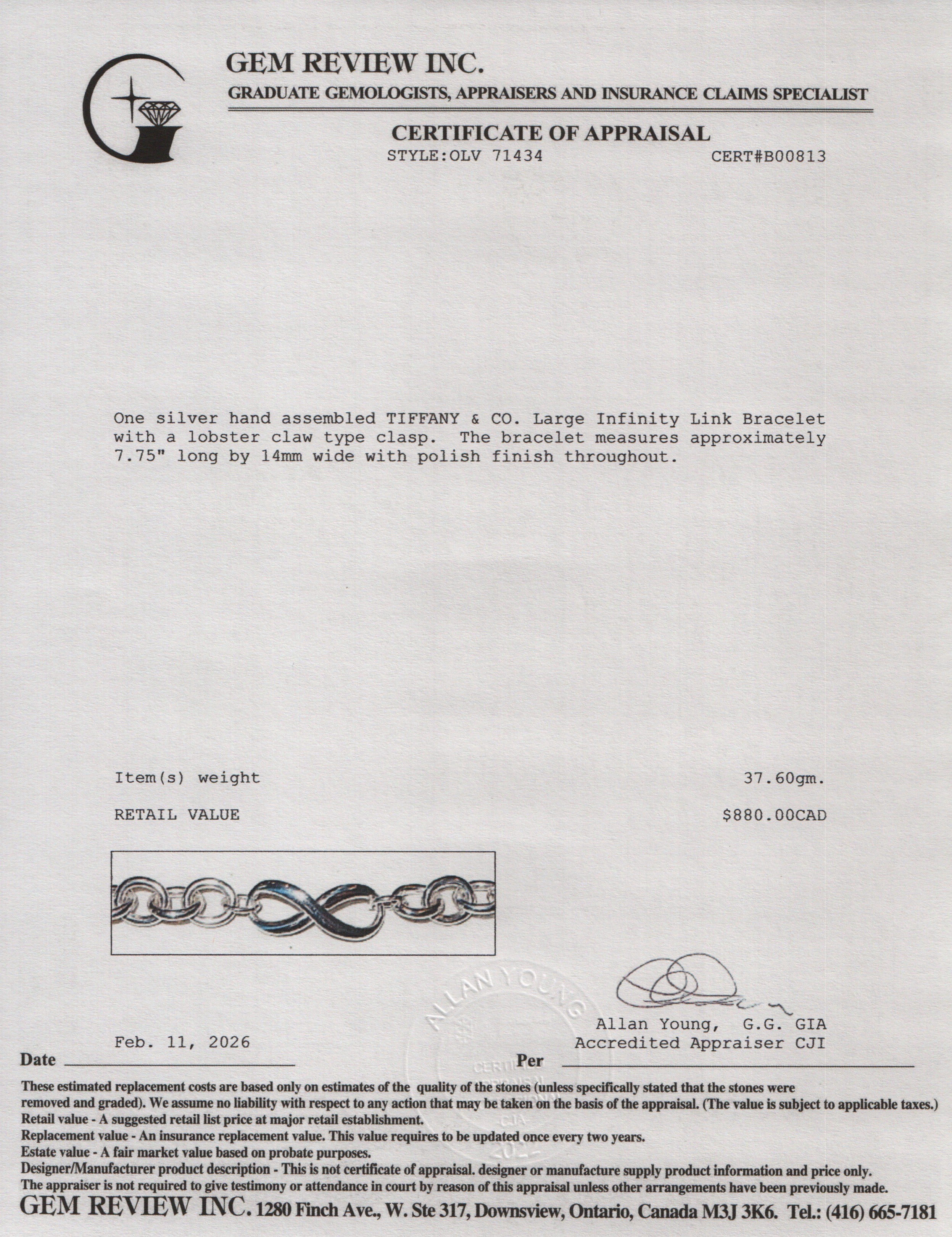 Tiffany & Co. Sterling Silver Large Infinity Link Bracelet