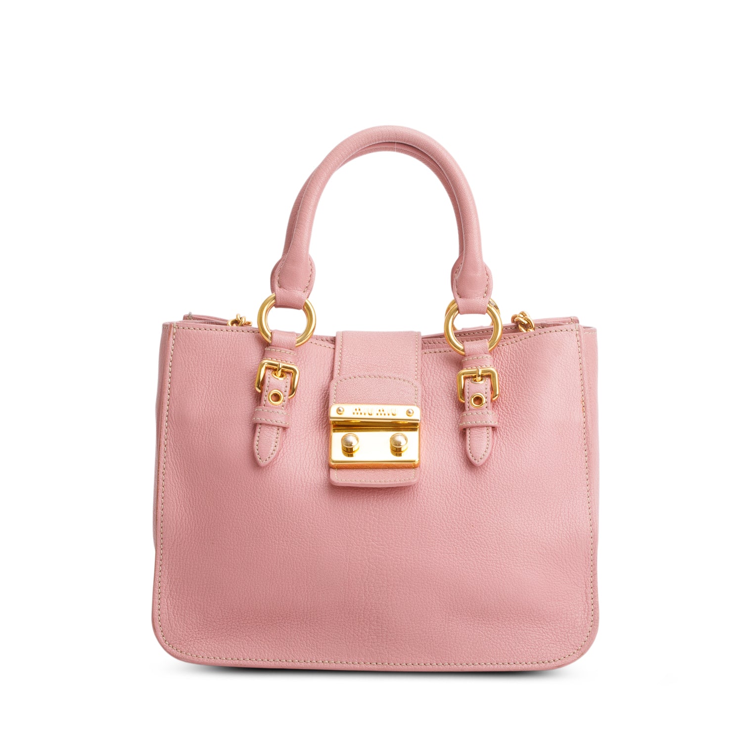 Miu Miu Pink Madras Leather Top Handle Bag w/ Authenticity Card