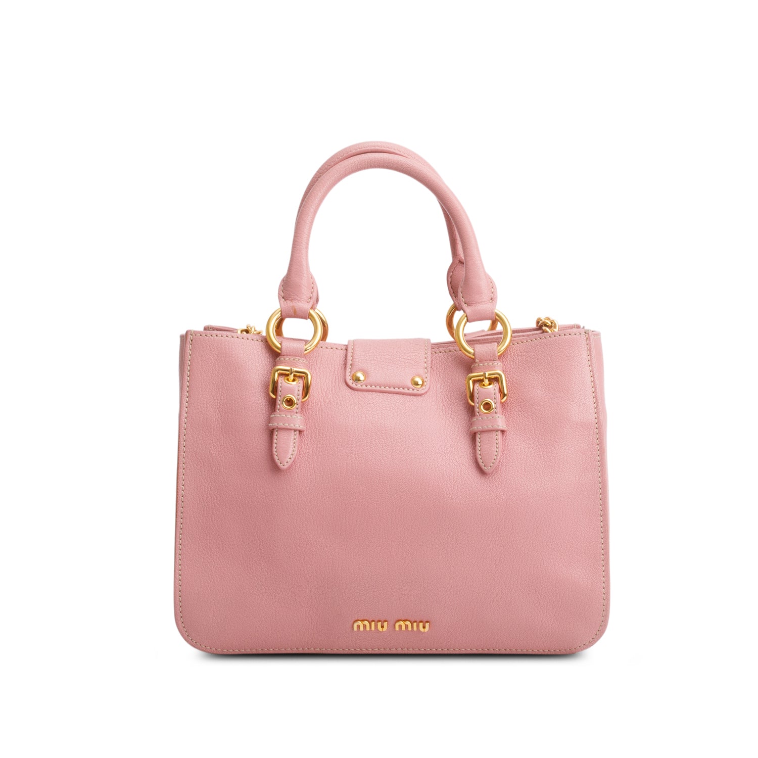 Miu Miu Pink Madras Leather Top Handle Bag w/ Authenticity Card