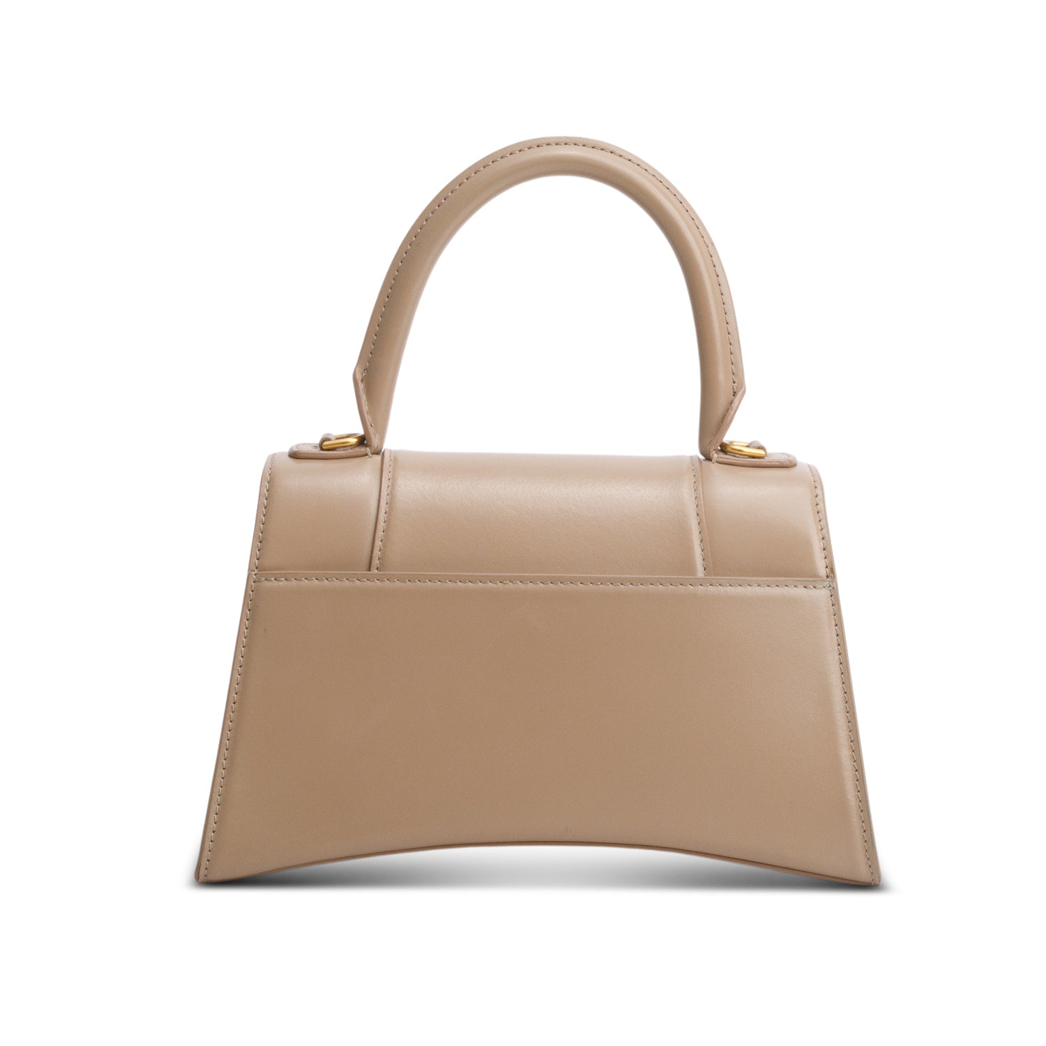 Balenciaga Beige Shiny Calfskin Small Hourglass Top Handle Bag w/ Strap