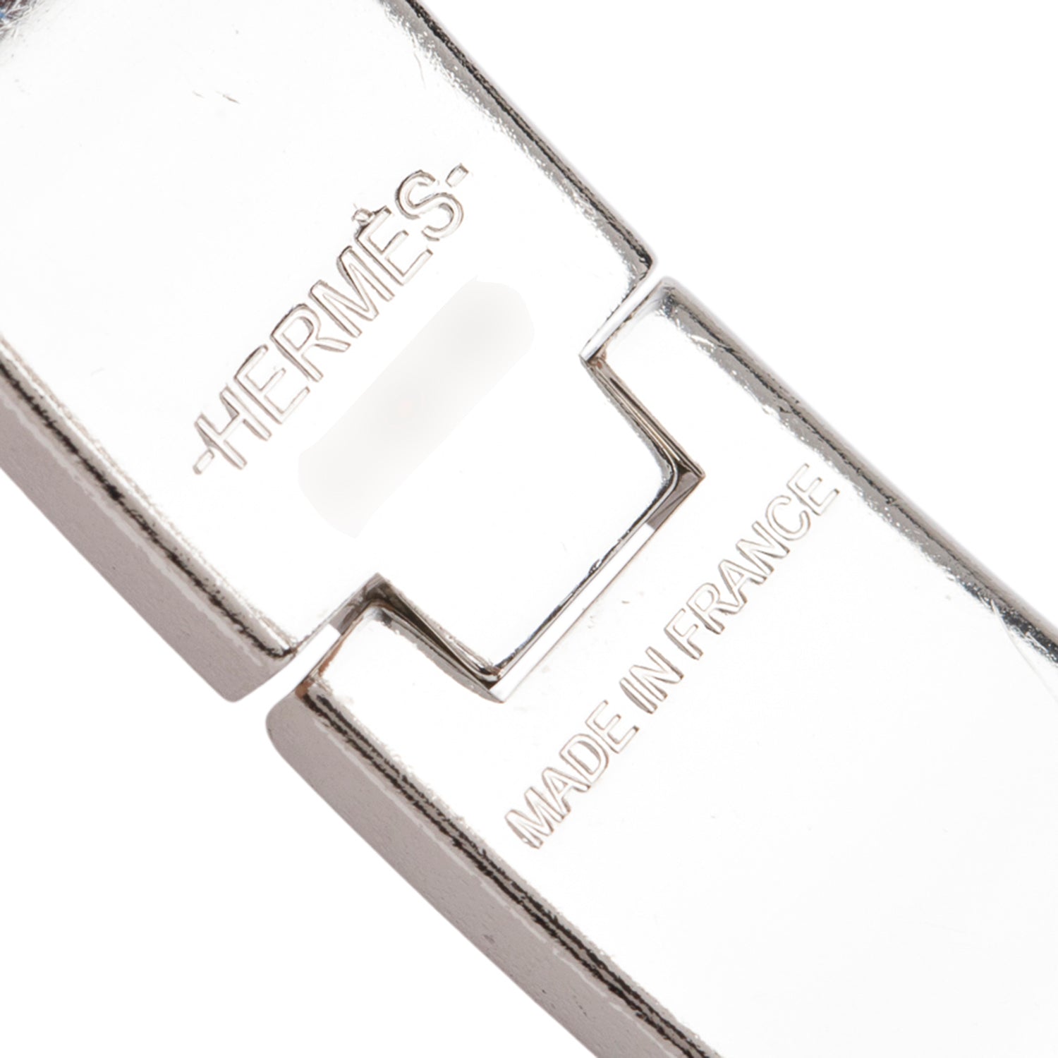 Hermes Palladium Plated Panoplie Equestre Imprimeur Fou Enamel 12 MM Clic HH Bracelet
