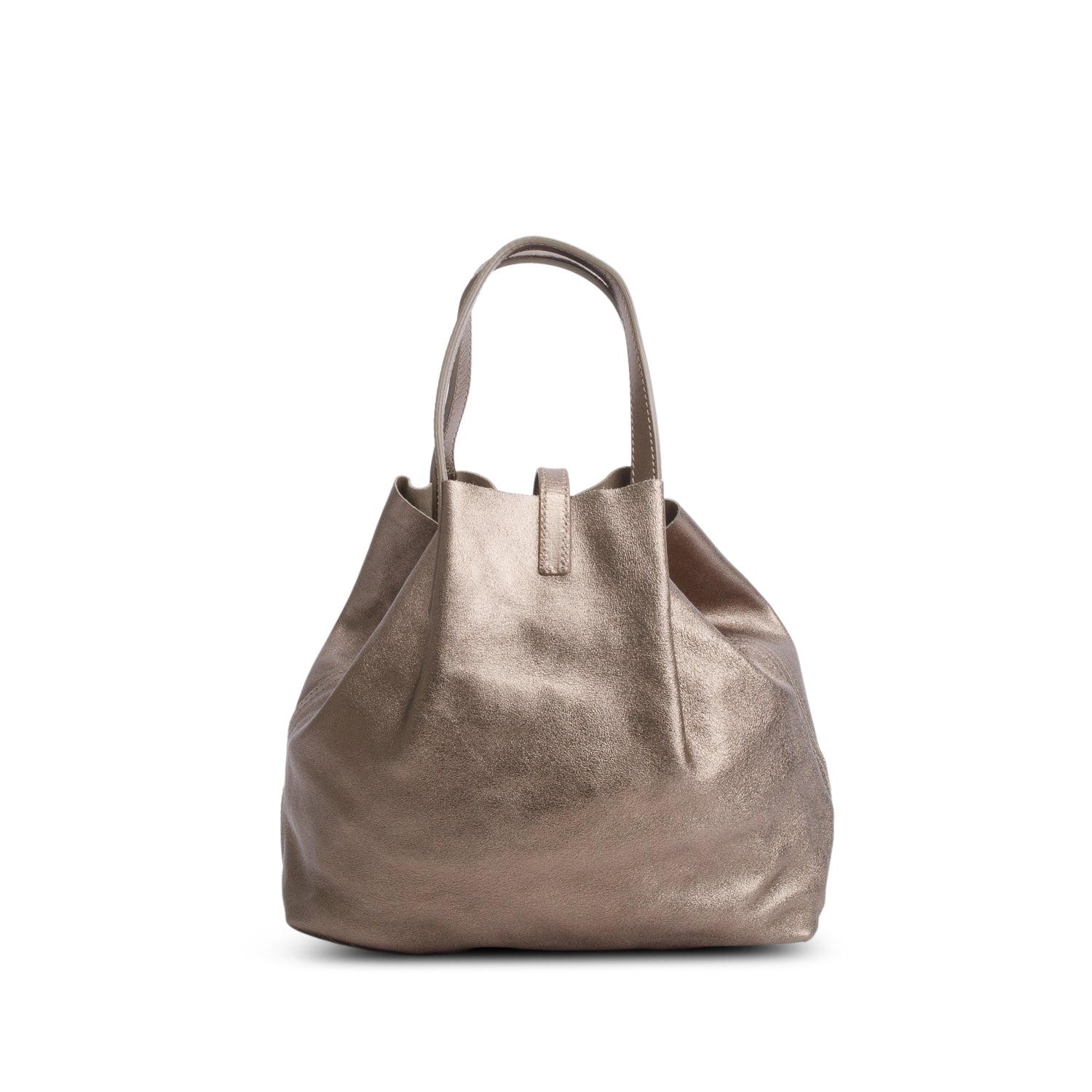 Tiffany & Co. Metallic Bronze Mini Tote Bag w/ Pouch