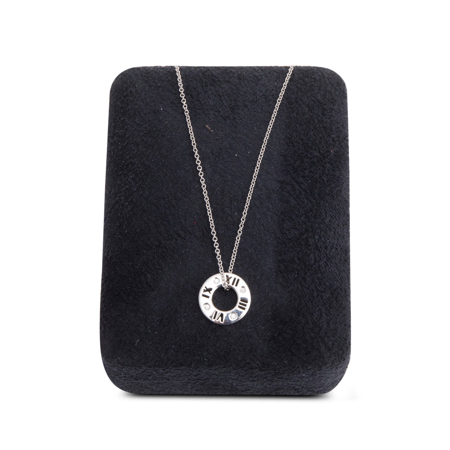 Tiffany & Co. 18k White Gold Diamond Atlas Pierced Pendant Necklace w/ Box