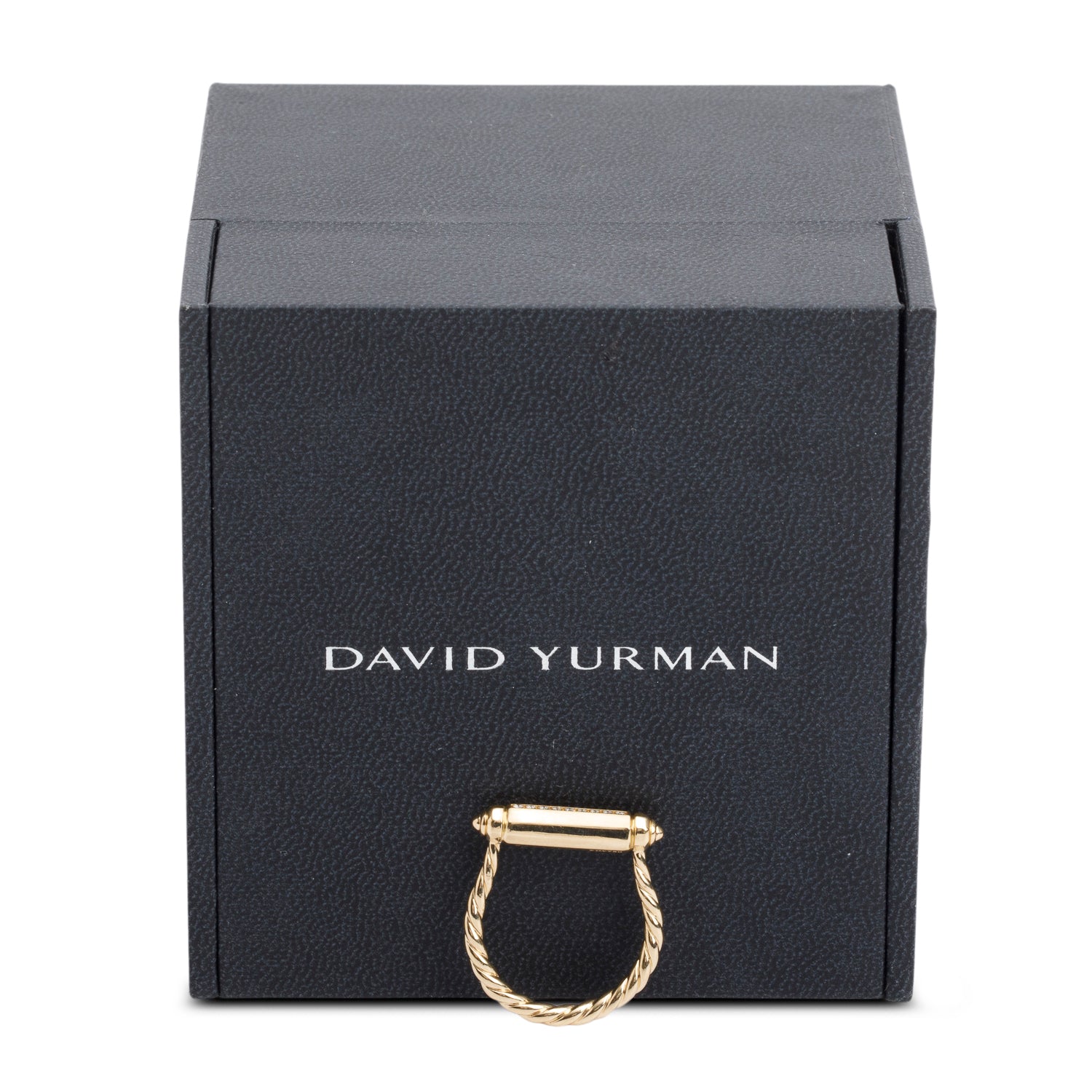 David Yurman 18k Yellow Gold Diamond Lexington 4.5MM Barrel Ring, Size 7.5 w/ Box