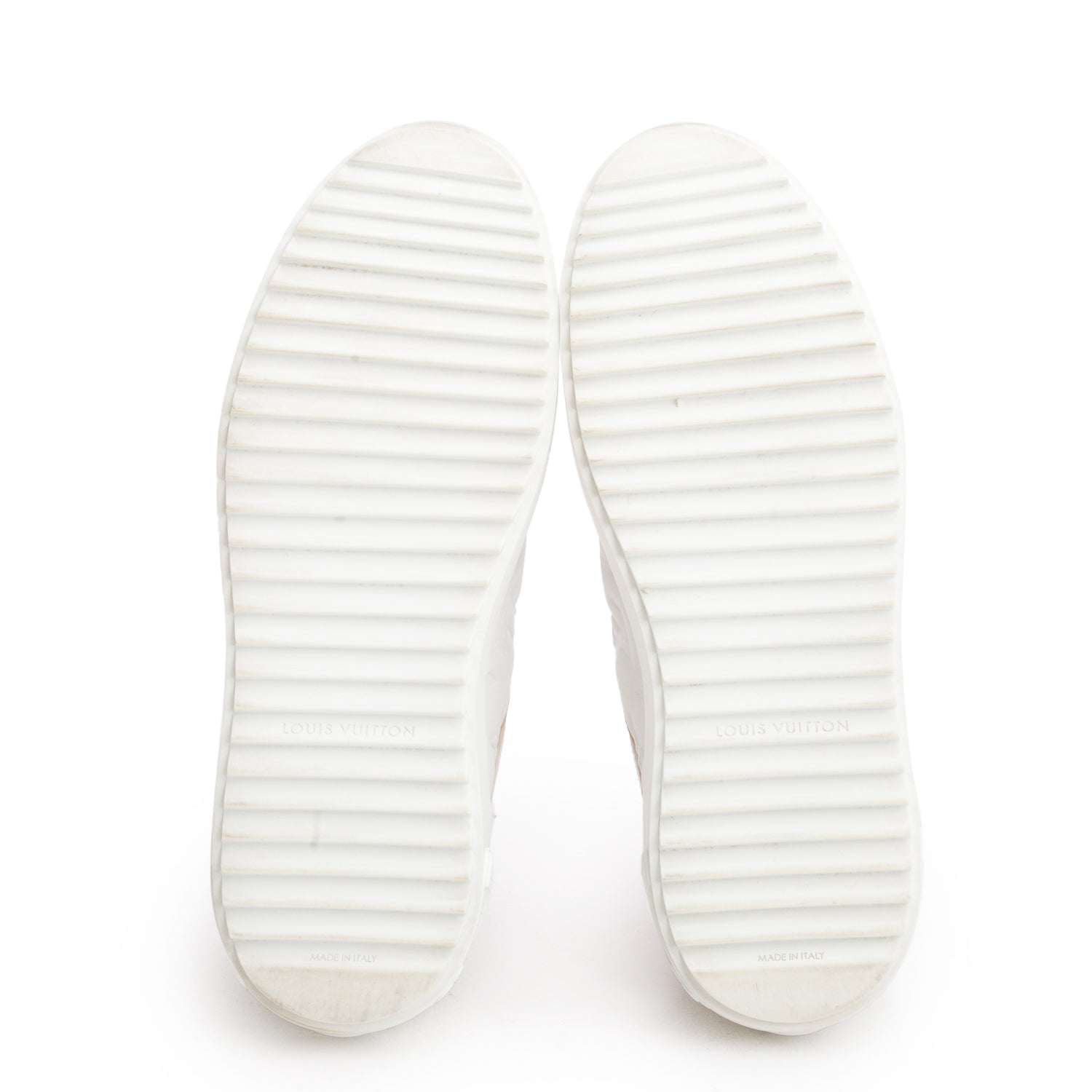 Louis Vuitton White Monogram Embossed Calfskin Damier Azur Time Out Sneakers, Women's Size 39 w/ Box