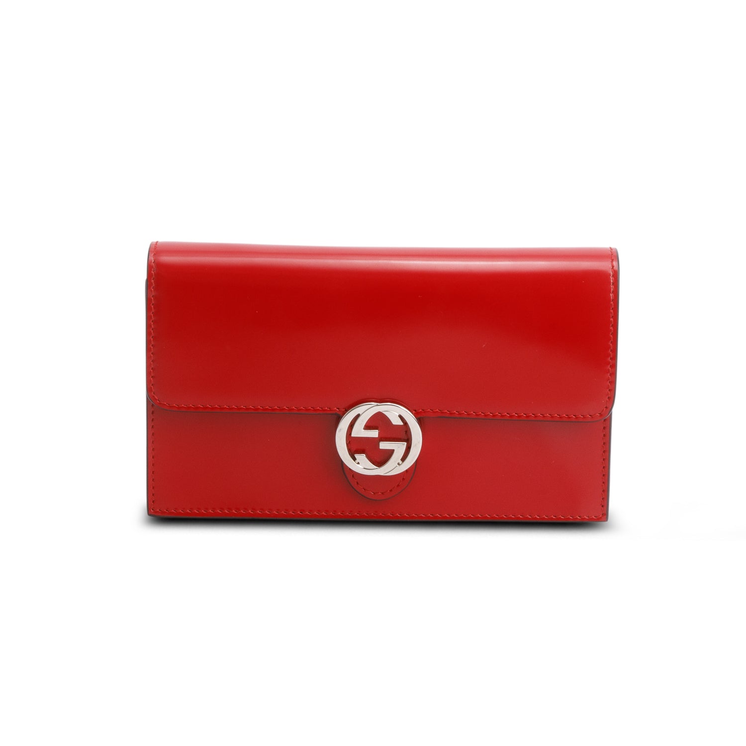 Gucci Red Shade Lux Calfskin Icon Wallet w/ Strap