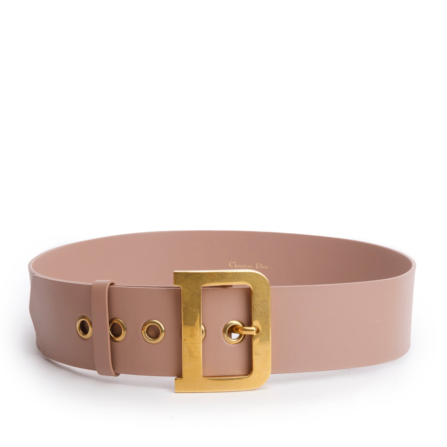 Christian Dior Pink Calfskin Wide Diorquake Belt, Size 85 w/ Box
