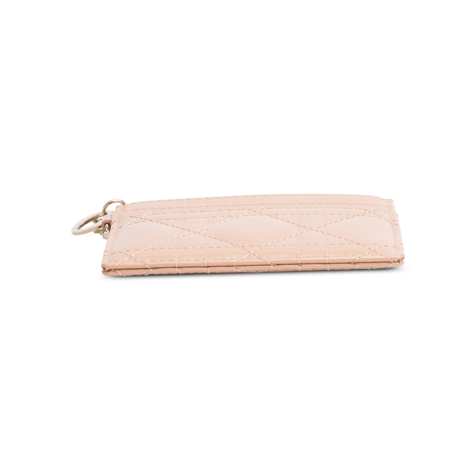Christian Dior 2023 Beige Patent Cannage Lady Dior Card Holder w/ Box