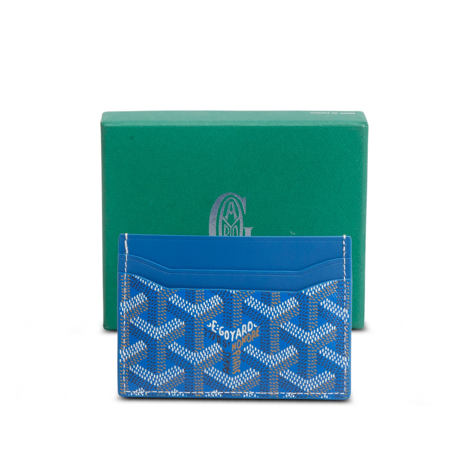 Goyard 2025 Blue Leather & Coated Canvas Saint Sulpice Card Holder w/ Box