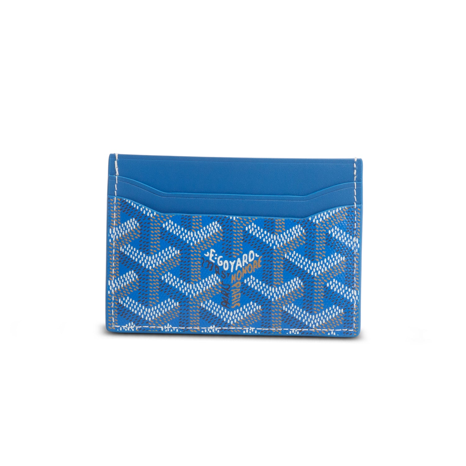 Goyard 2025 Blue Leather & Coated Canvas Saint Sulpice Card Holder w/ Box