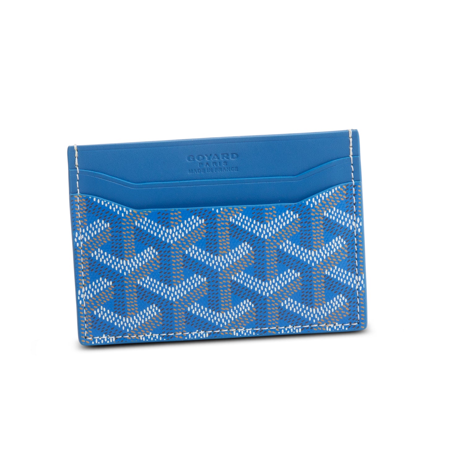 Goyard 2025 Blue Leather & Coated Canvas Saint Sulpice Card Holder w/ Box