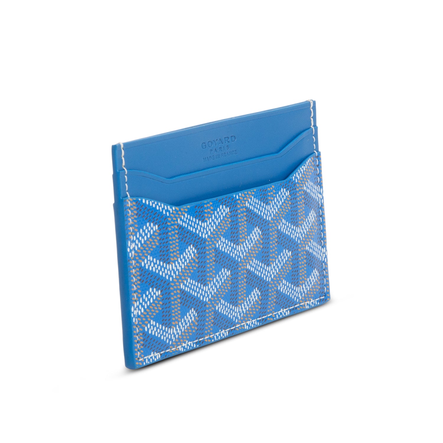 Goyard 2025 Blue Leather & Coated Canvas Saint Sulpice Card Holder w/ Box