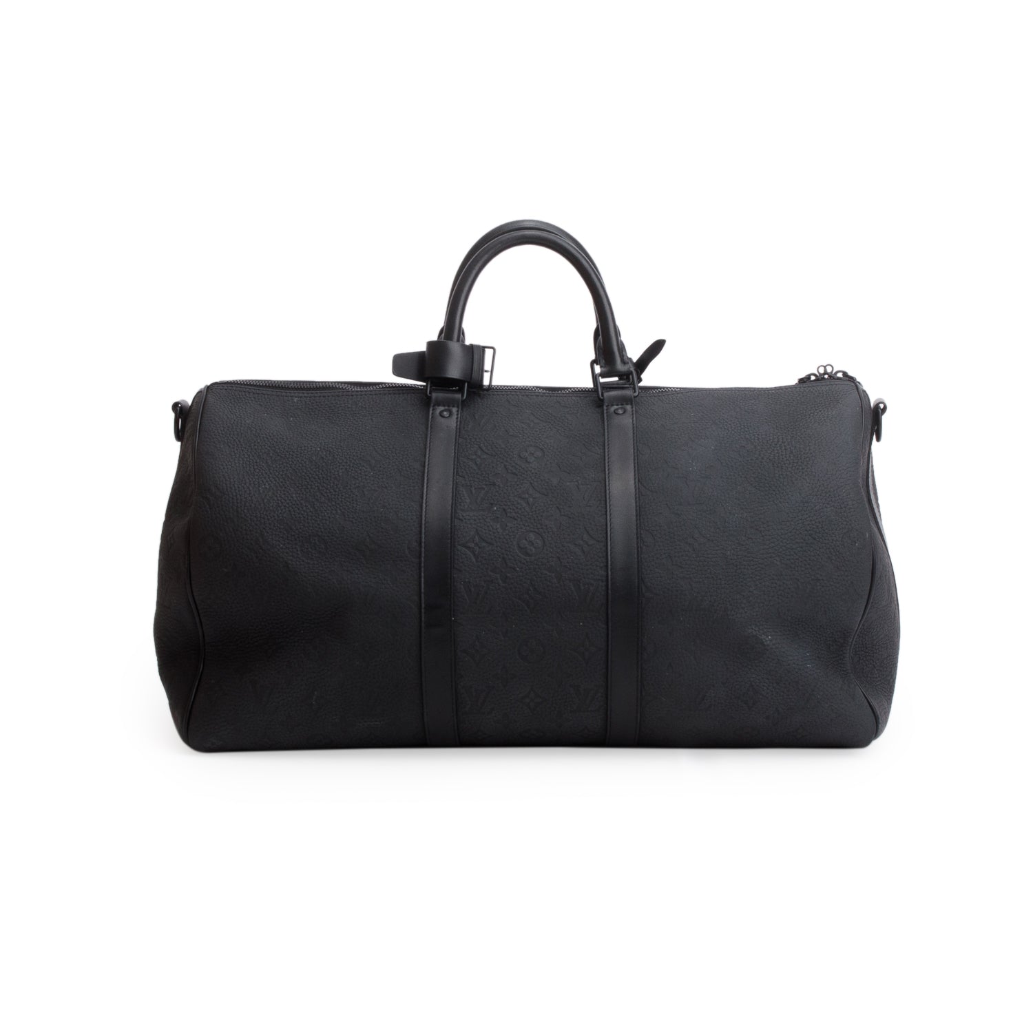 Louis Vuitton Black Monogram Taurillon Embossed Leather Keepall Bandouliere 50 w/ Box