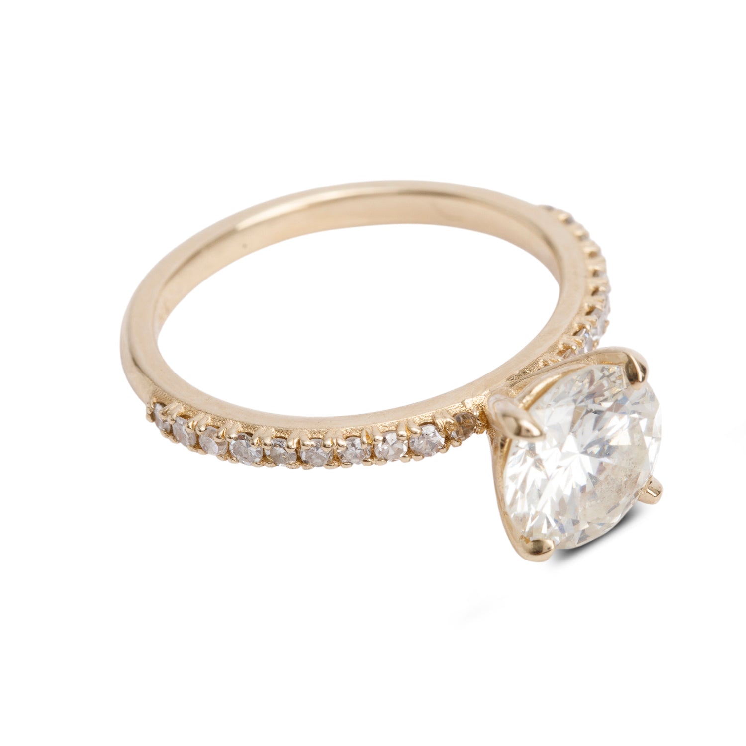 14k Yellow Gold 2.70 ct. Round Cut Diamond Engagement Ring, Size 7.75