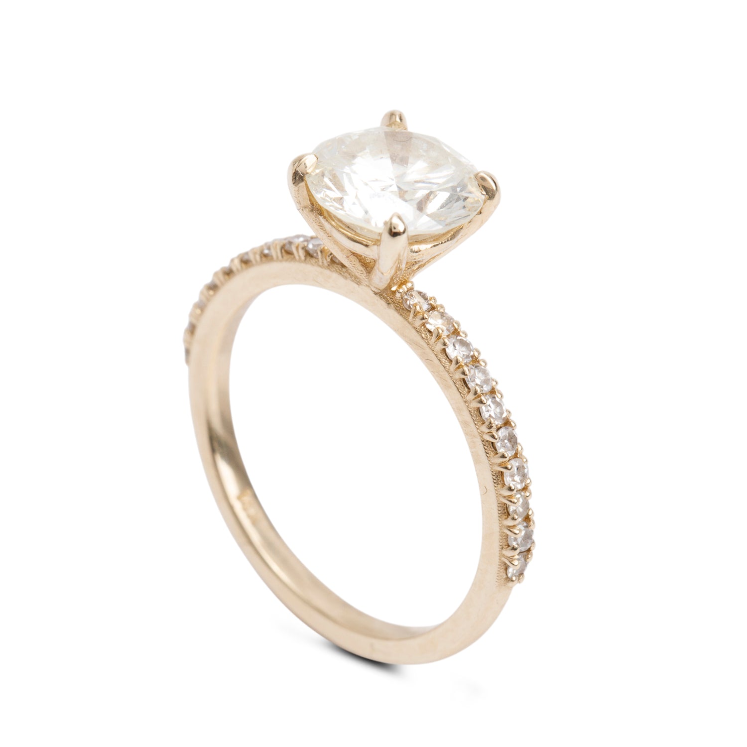 14k Yellow Gold 2.70 ct. Round Cut Diamond Engagement Ring, Size 7.75