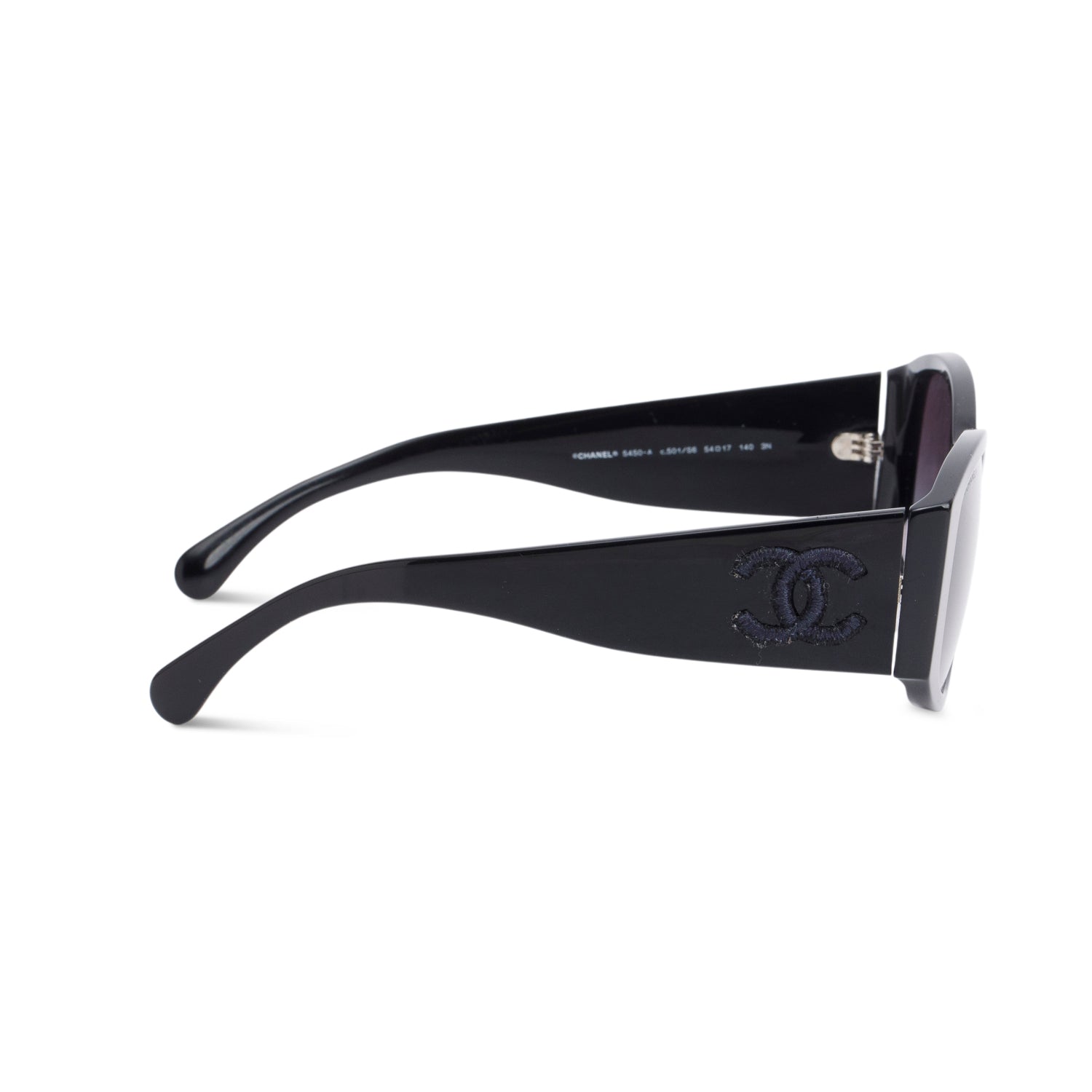 Chanel 5450-A Black Acetate Embroidered CC Square Sunglasses w/ Case