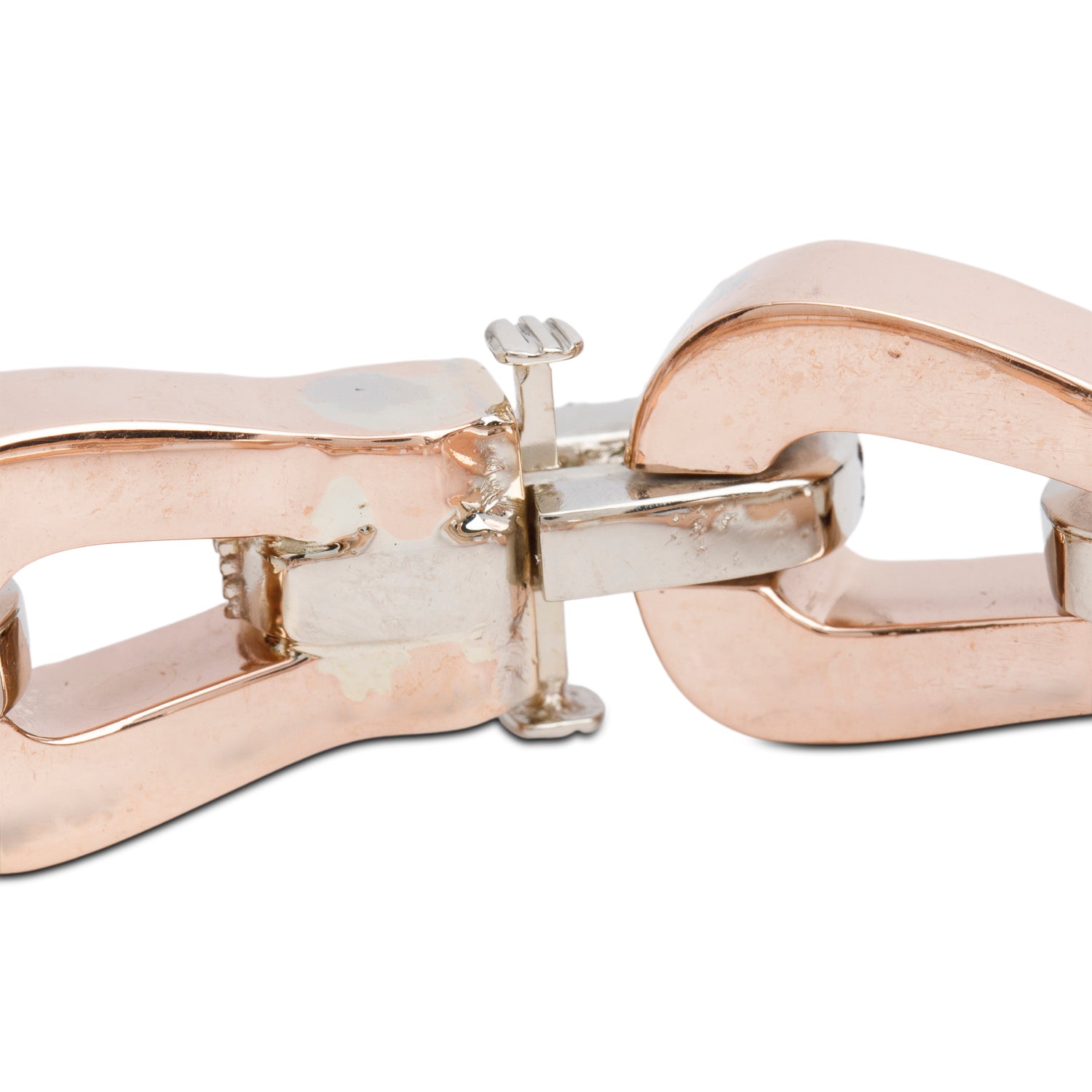 10k Rose & White Gold Pave Diamond Link Bracelet