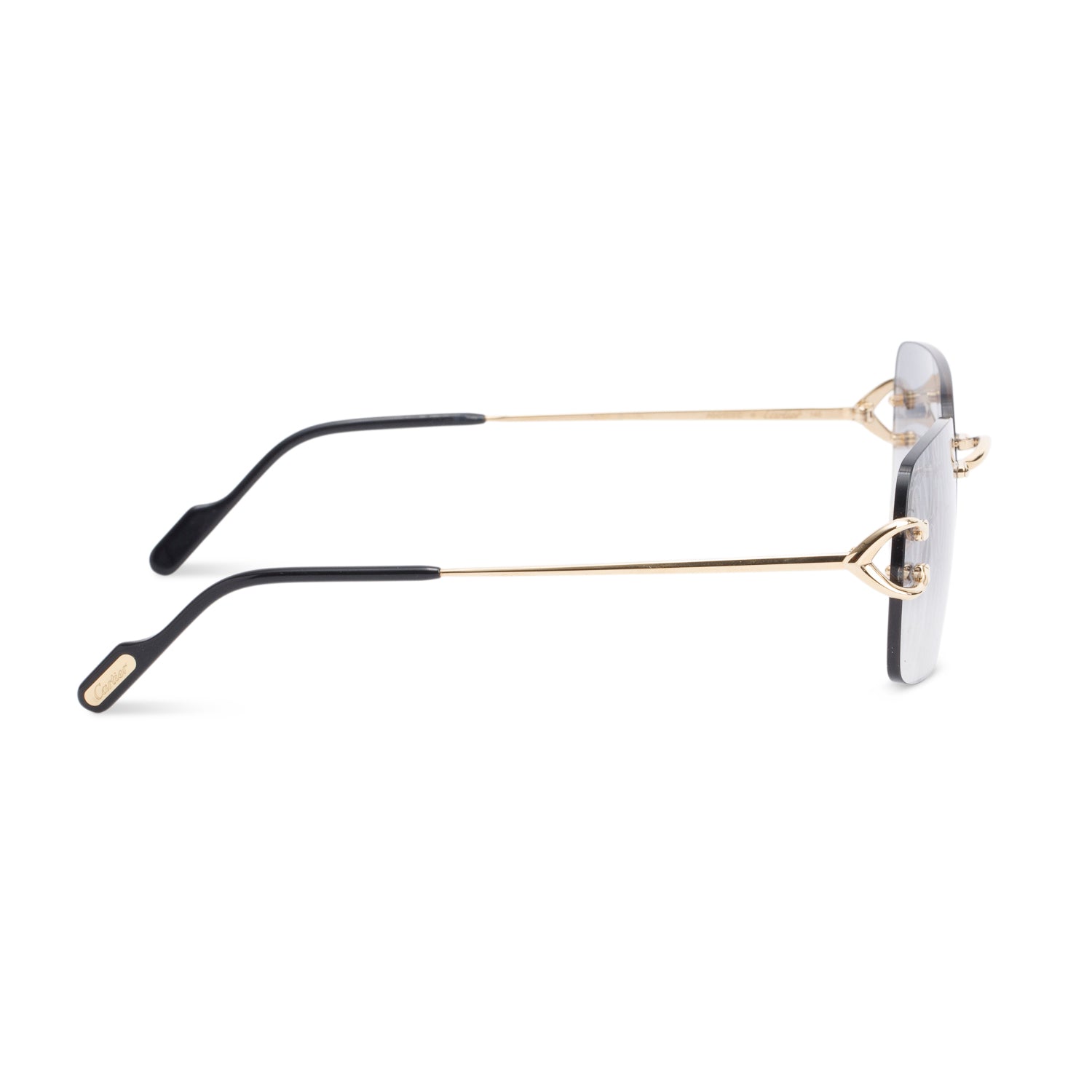 Cartier 145 Black Gradient Rimless C de Cartier Motif Sunglasses w/ Box
