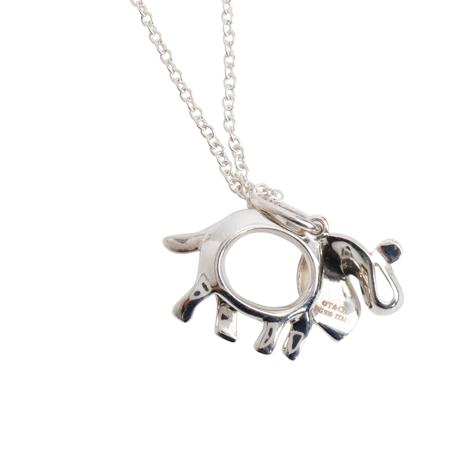 Tiffany & Co. Sterling Silver Tsavorite Save the Wild Elephant Pendant Necklace