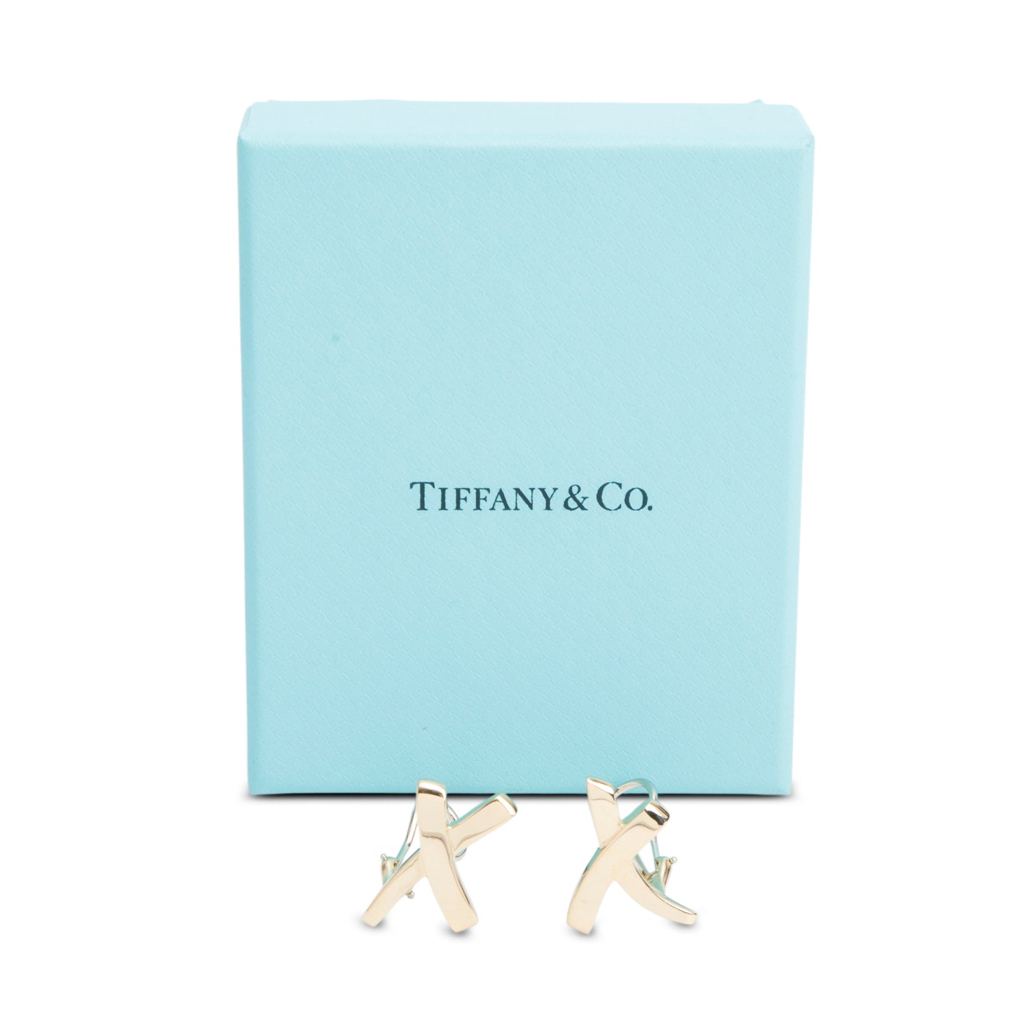 Tiffany & Co. Vintage Paloma Picasso 18k Yellow Gold Graffiti Medium X Earrings w/ Box