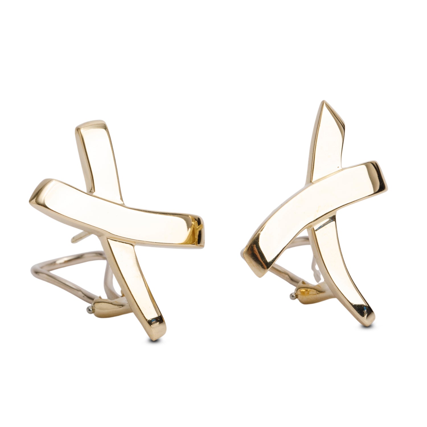 Tiffany & Co. Vintage Paloma Picasso 18k Yellow Gold Graffiti Medium X Earrings w/ Box