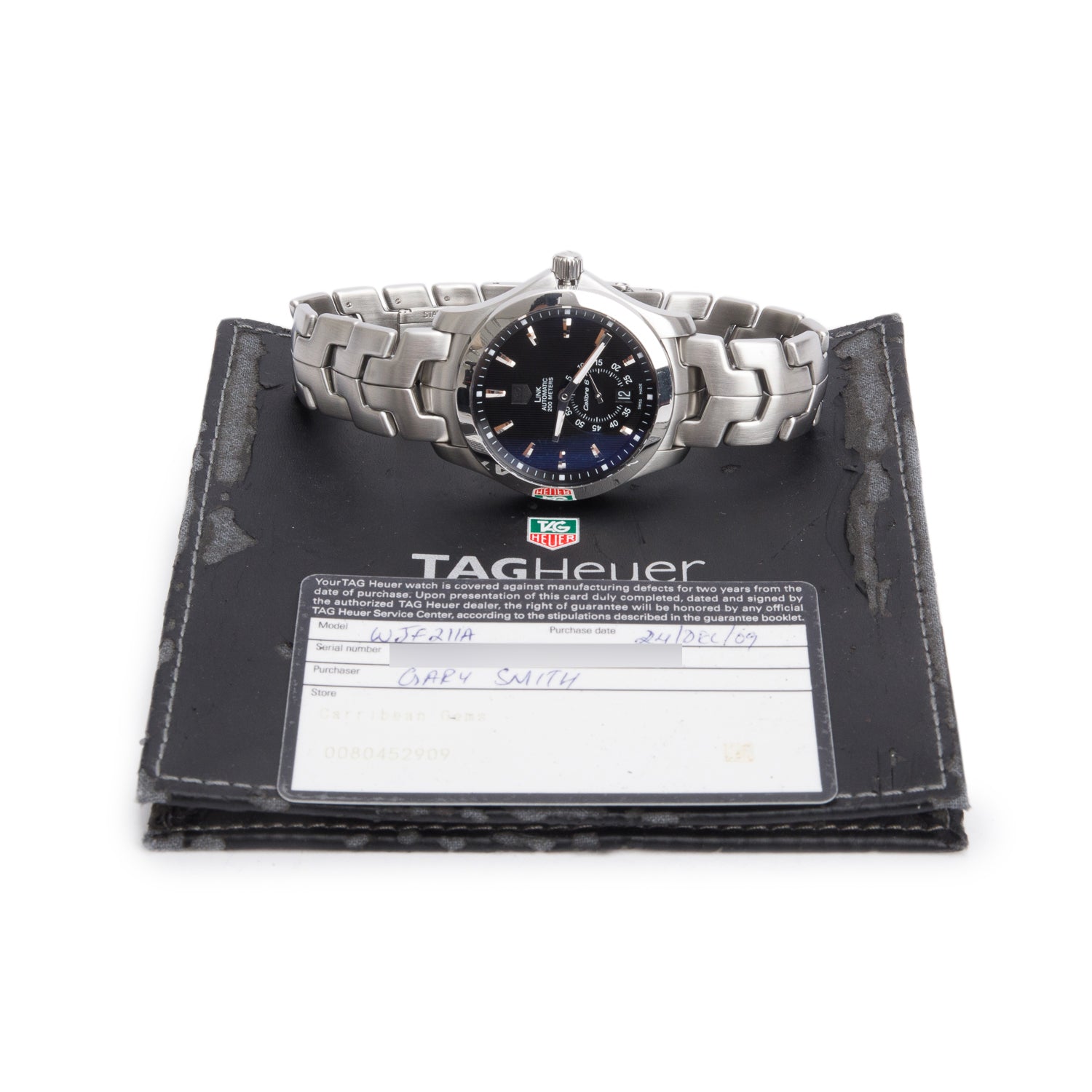 Tag Heuer Stainless Steel Link Calibre 6 39 MM Automatic Watch WJF211A w/ Papers