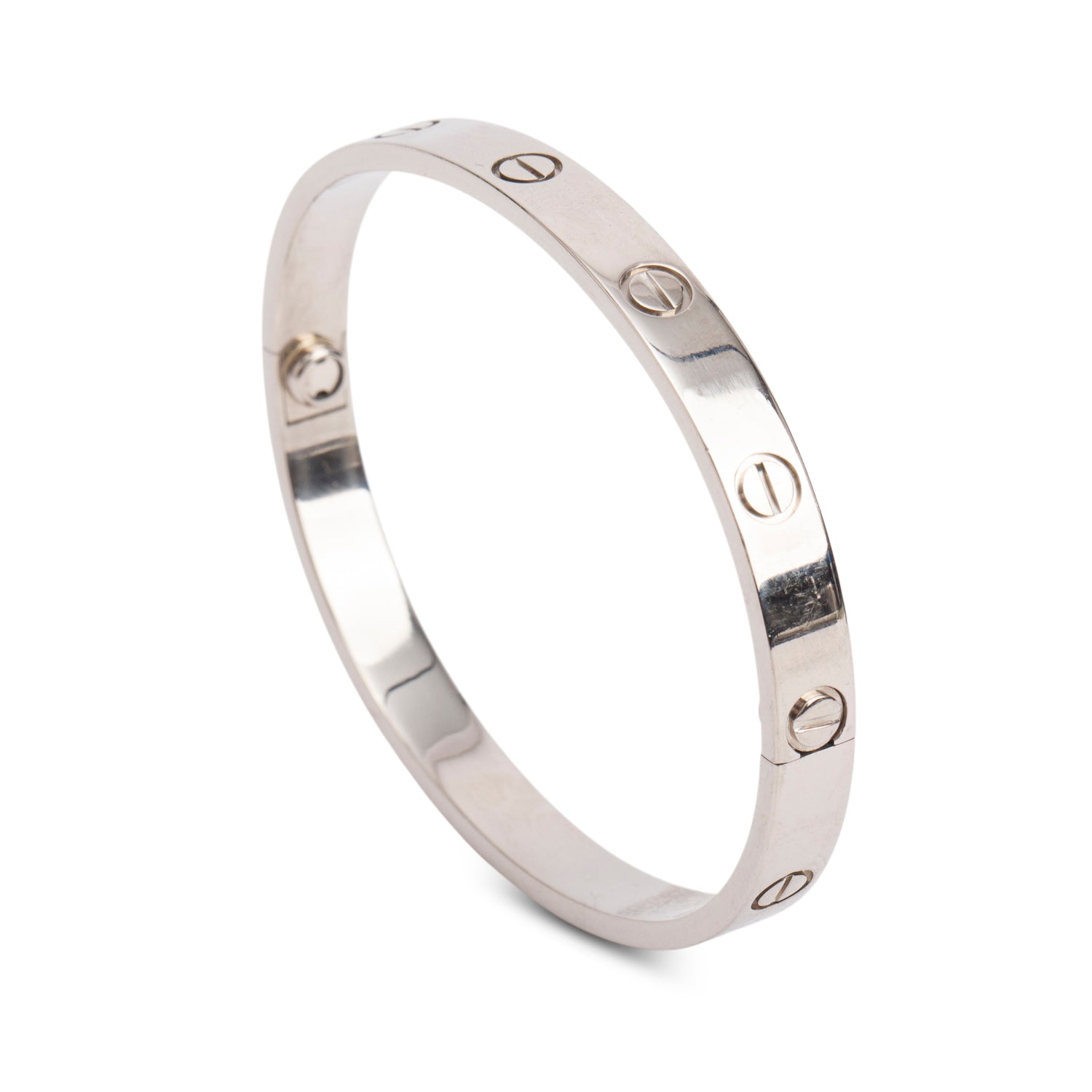 Cartier 18k White Gold Love Bracelet, Classic Model, Size 17 w/ Pouch & Certificate