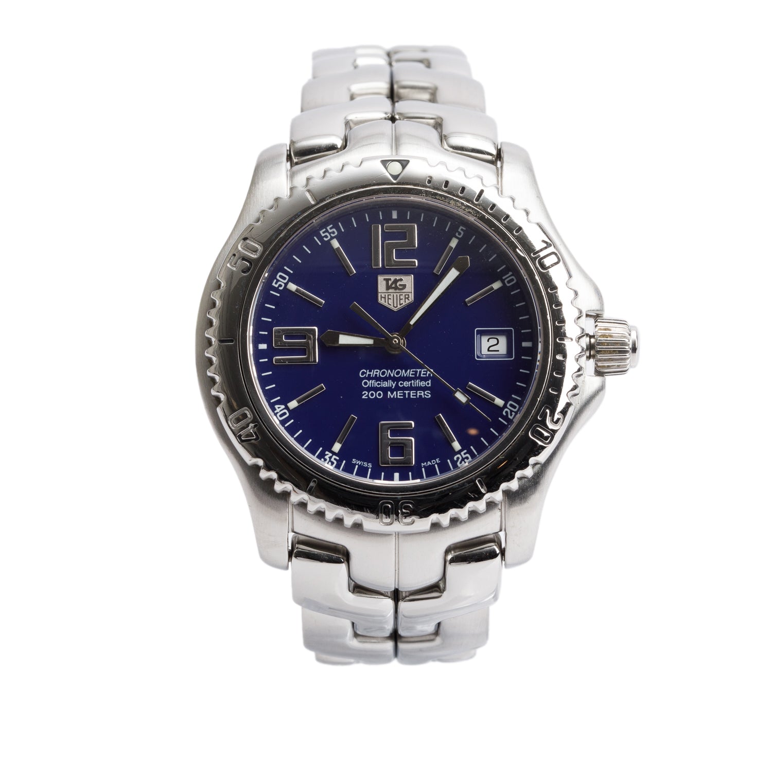 Tag Heuer Stainless Steel Link 41 MM 200M Chronometer Automatic Watch Blue Dial WT5112