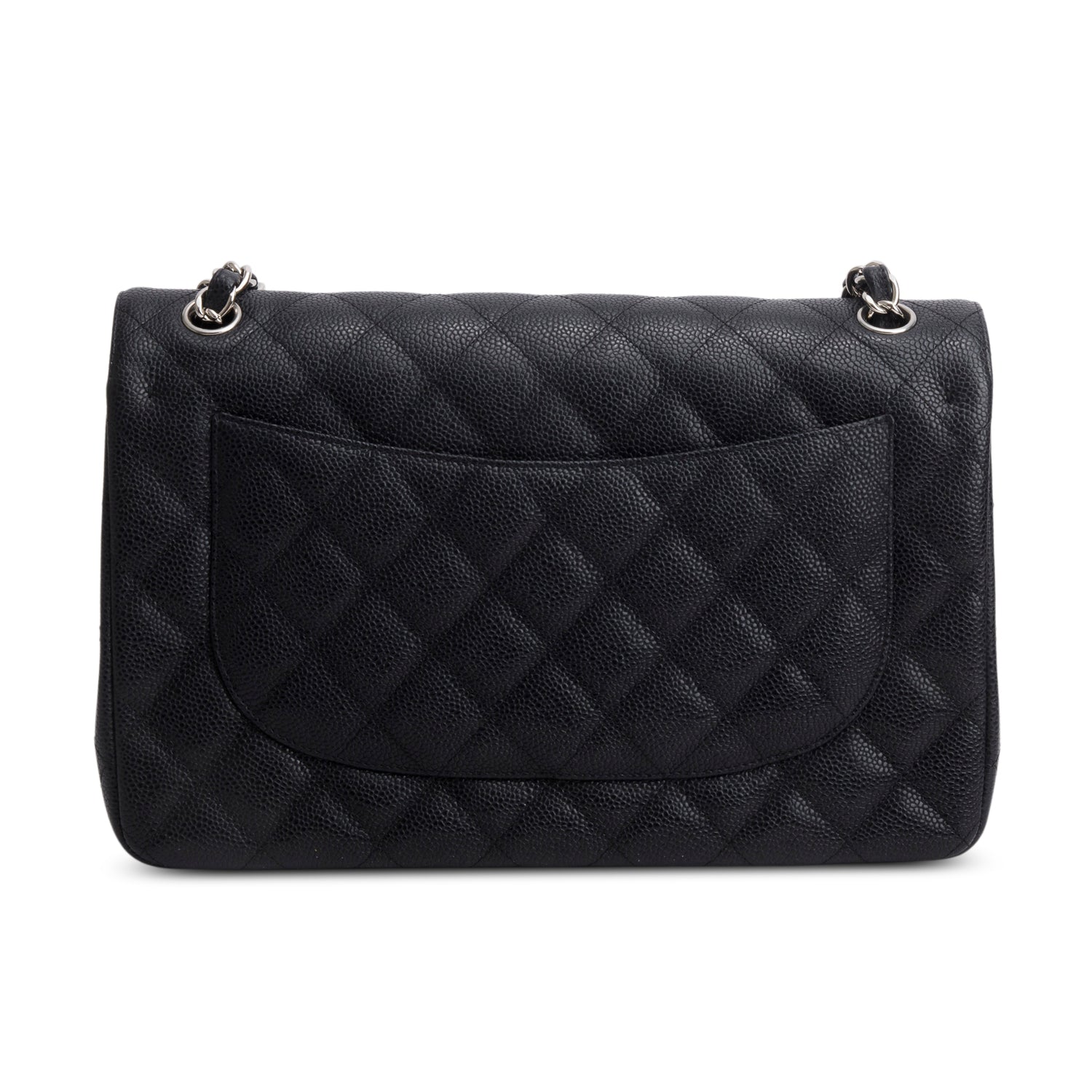 Chanel Black Caviar Jumbo Classic Double Flap Bag w/ Authenticity Card
