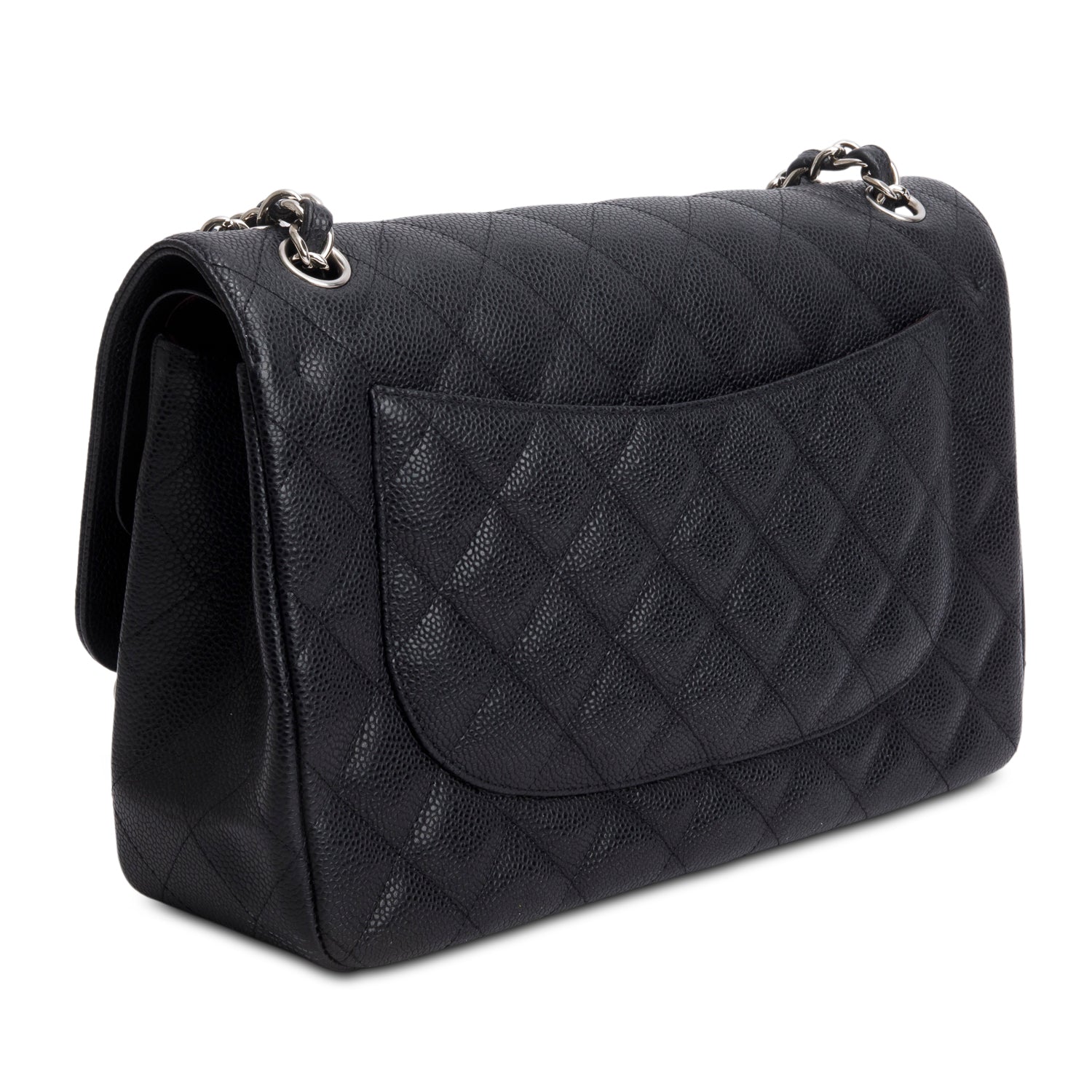 Chanel Black Caviar Jumbo Classic Double Flap Bag w/ Authenticity Card