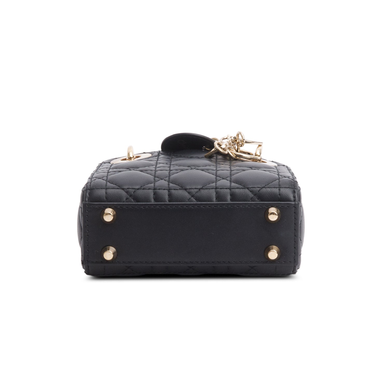 Christian Dior 2023 Black Lambskin Cannage Micro Lady Dior w/ Box, Strap & Authenticity Card