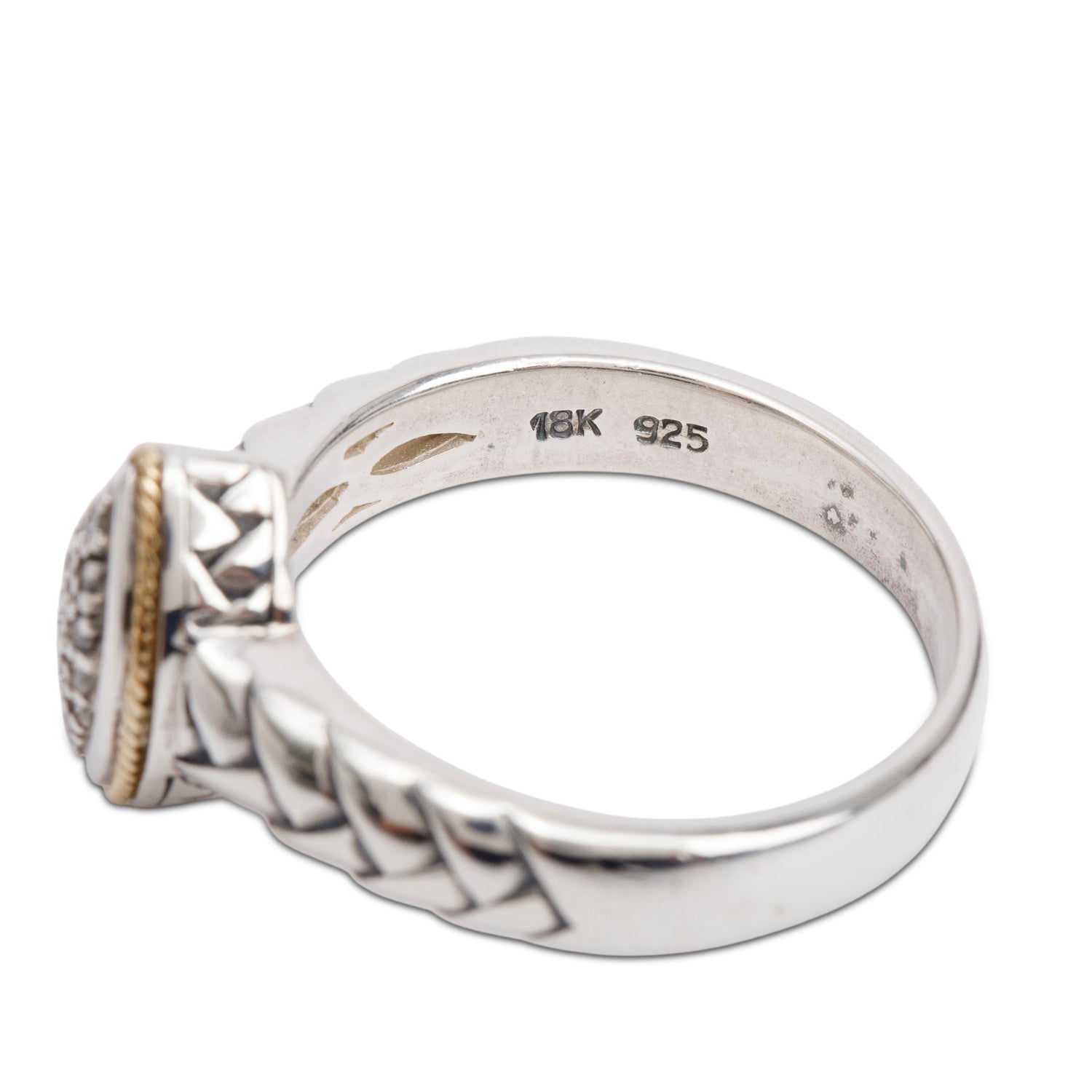 Effy Sterling Silver & 18k Yellow Gold Diamond Marquise Top Ring, Size 7