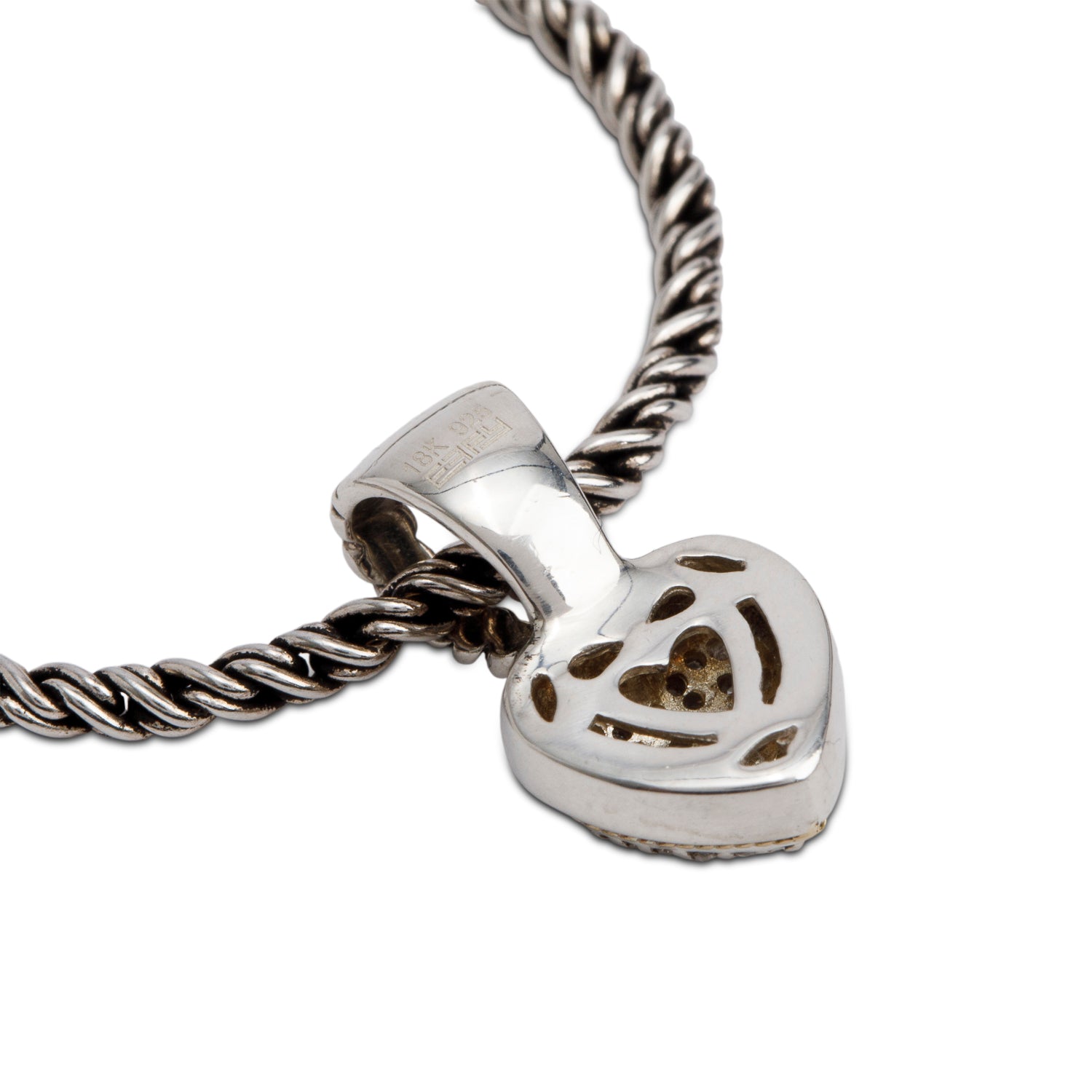 Effy Sterling Silver and 18k Yellow Gold Pave Diamond Heart Pendant Necklace w/ Box