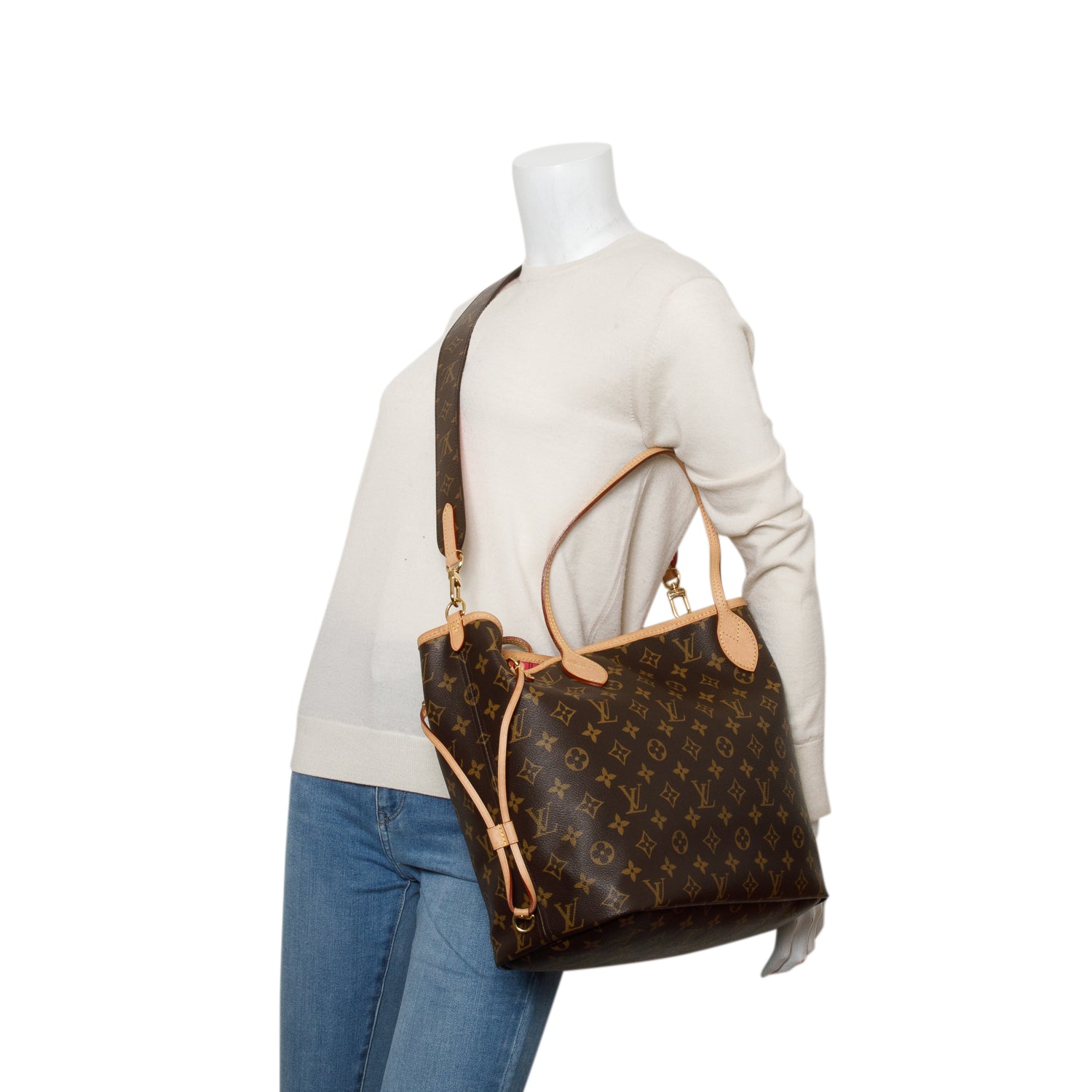 Louis Vuitton Monogram Neverfull Bandouliere Inside Out MM w/ Strap & Box