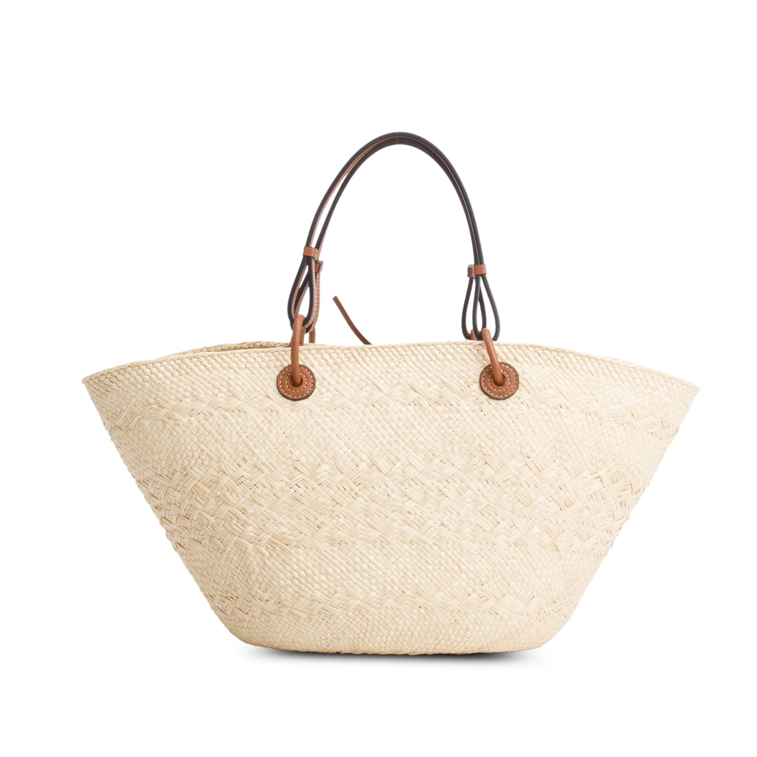 Loewe 2023 Calfskin Raffia Paulas Ibiza Medium Anagram Basket Tote Bag