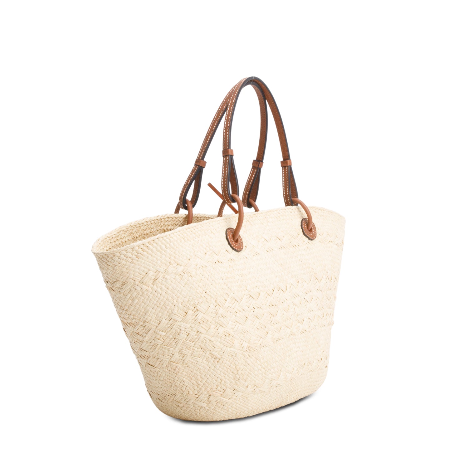 Loewe 2023 Calfskin Raffia Paulas Ibiza Medium Anagram Basket Tote Bag