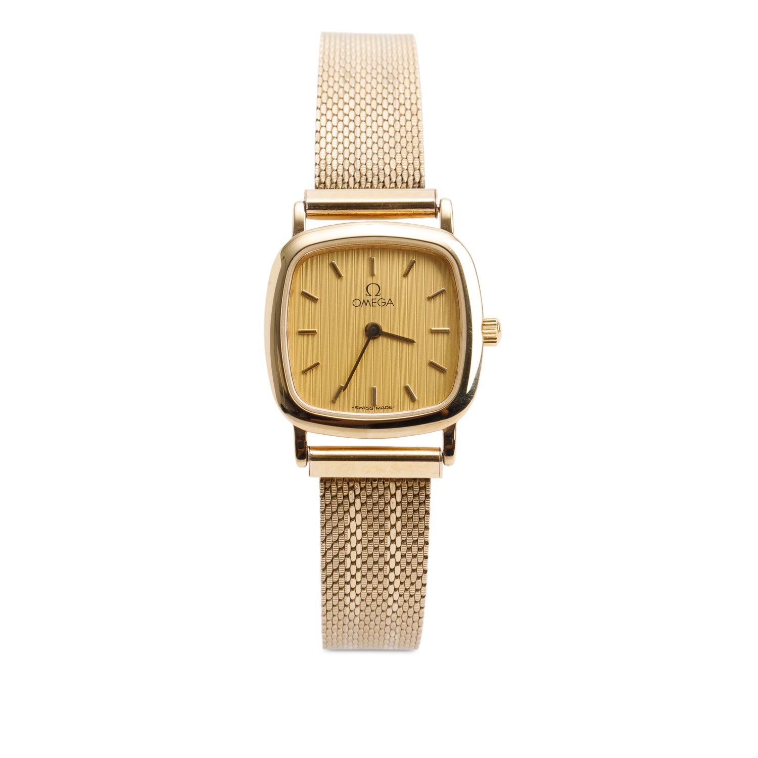 Omega Vintage Gold-Plated Stainless Steel Ile de France 21 MM Quartz Watch Gold Dial w/ Box & Papers