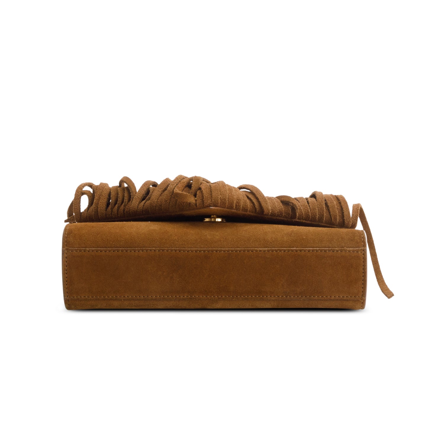 Saint Laurent Brown Suede Fringe Baby Monogram Satchel